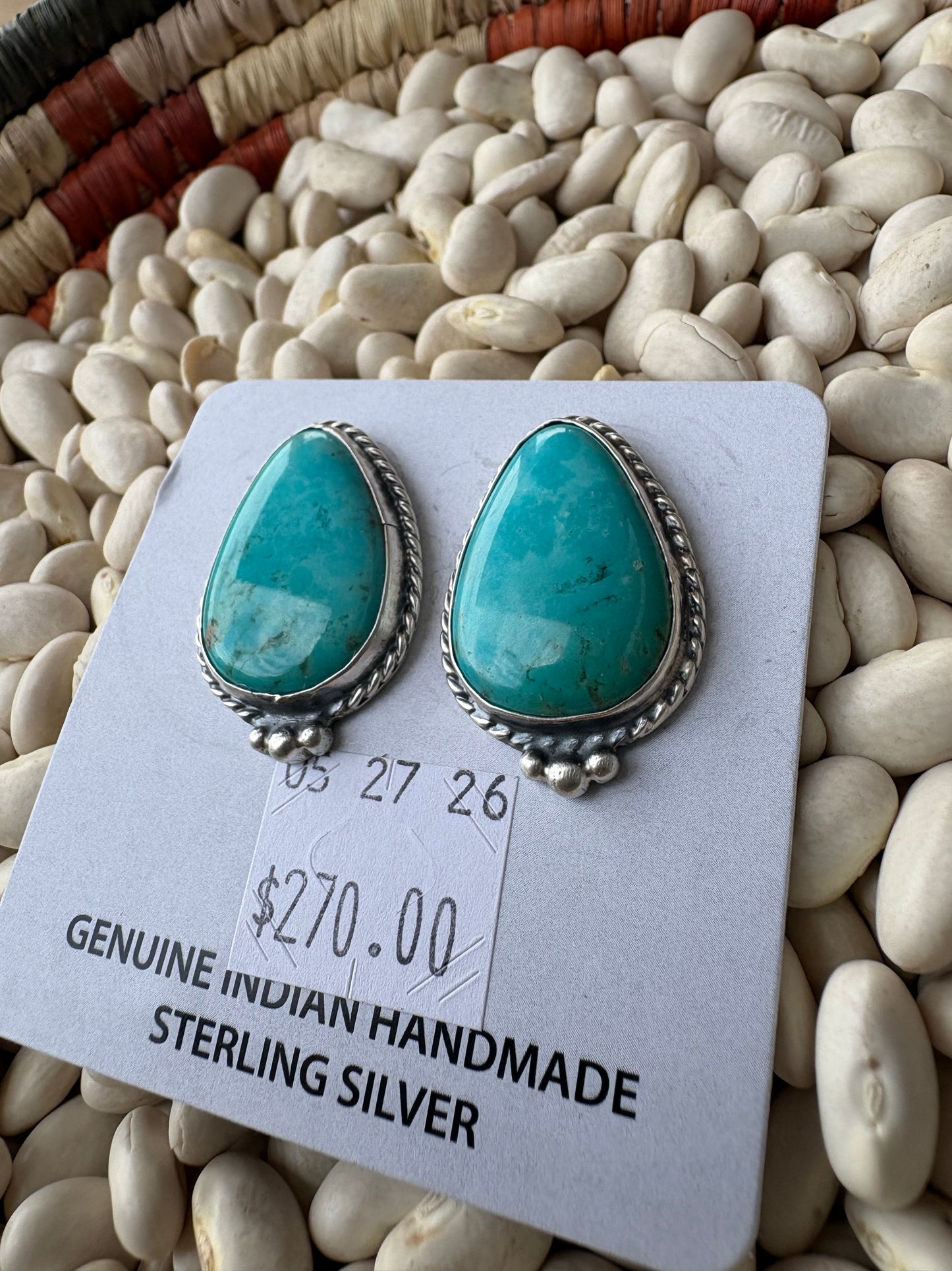 Large Native Made Turquoise Studs