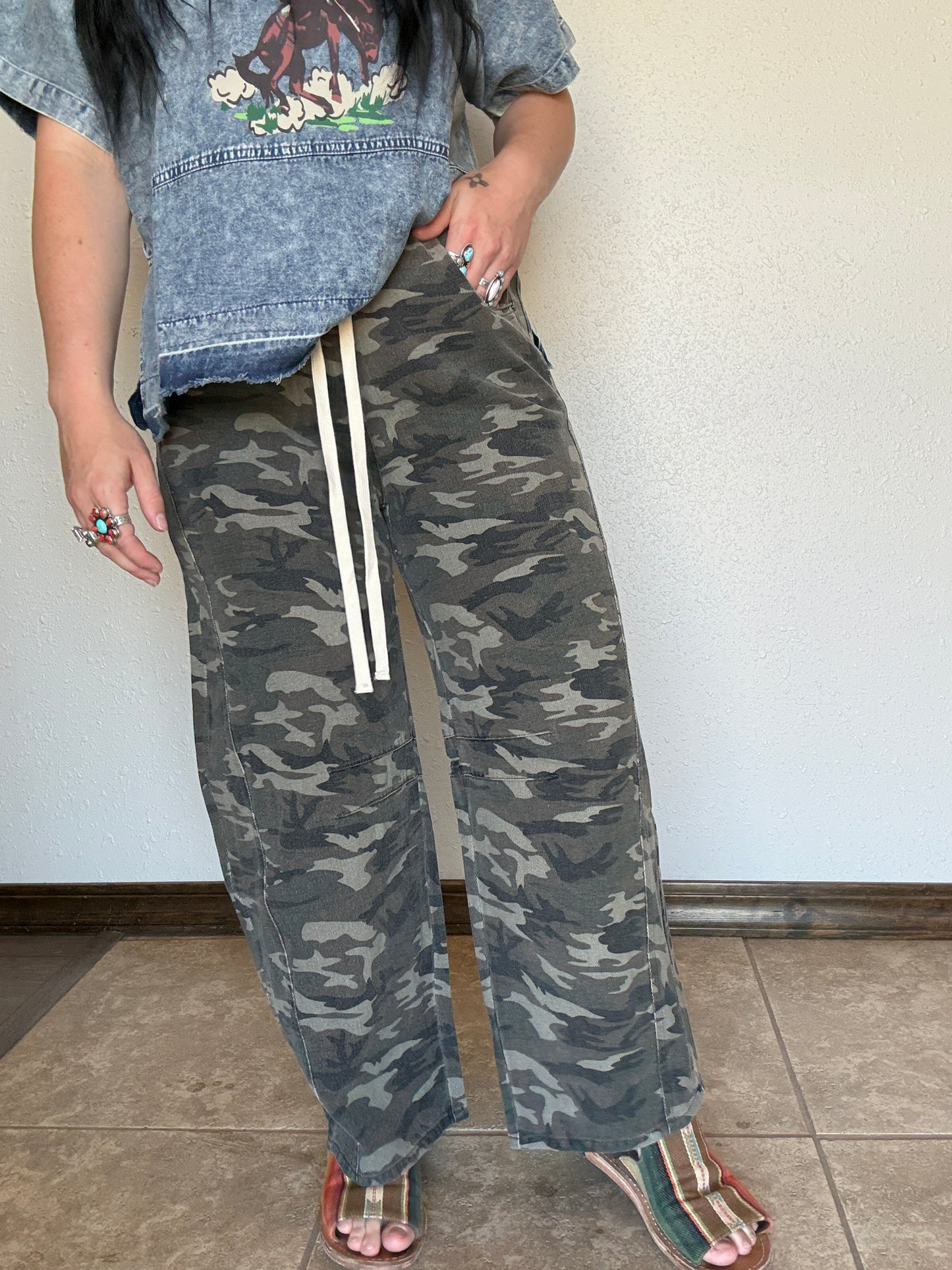 The Fairground Camo Barrel Jean