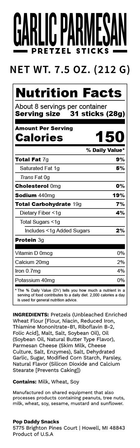 Seasoned Pretzels - 7.5oz - Garlic Parmesan