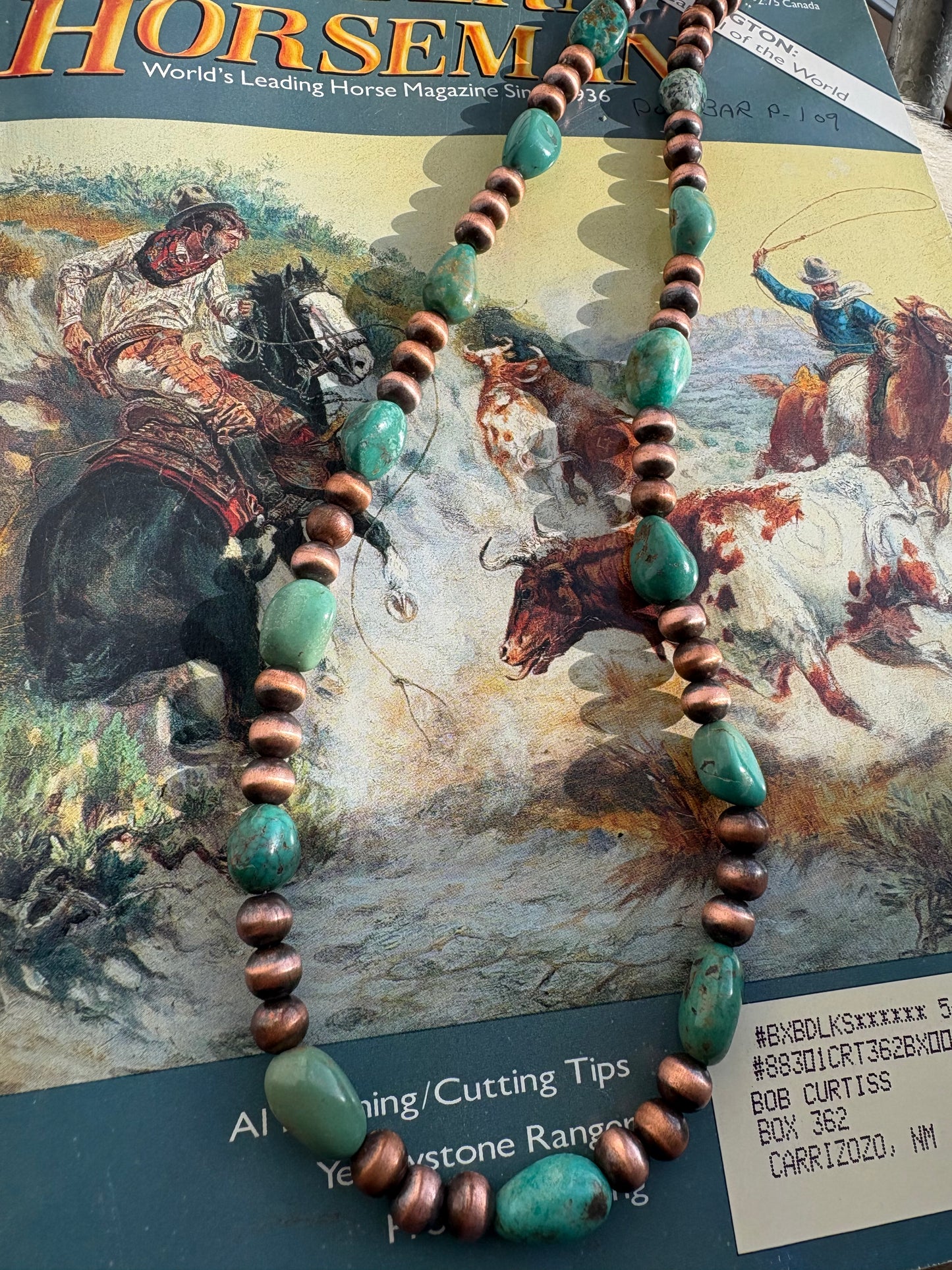 8mm Copper & Turquoise Necklace