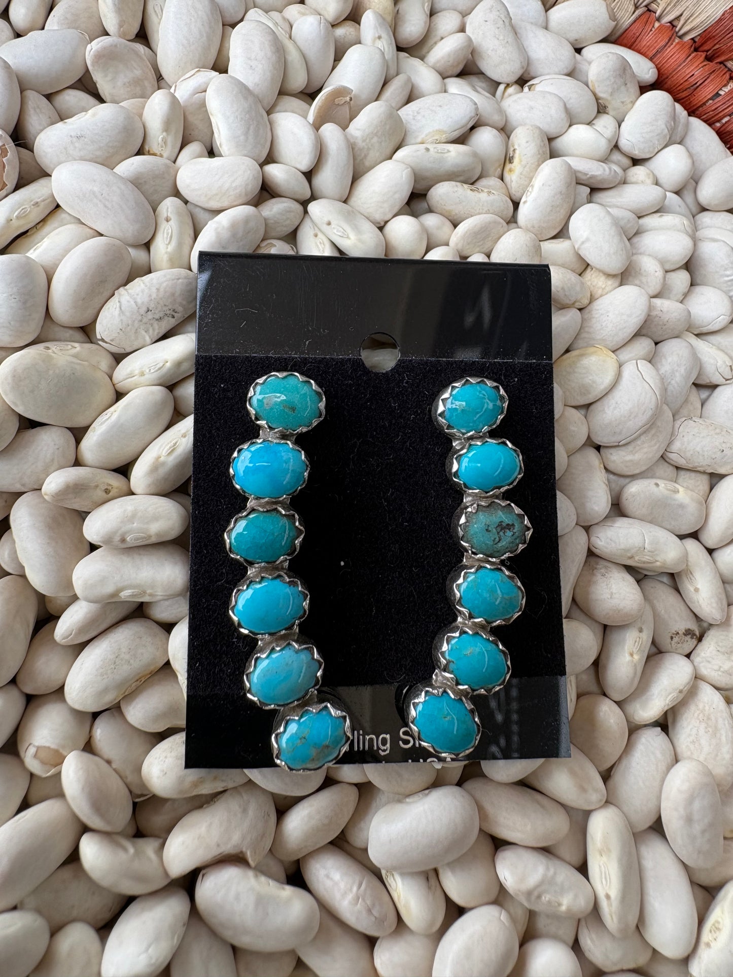 Turquoise 6 Stone Stud Earrings
