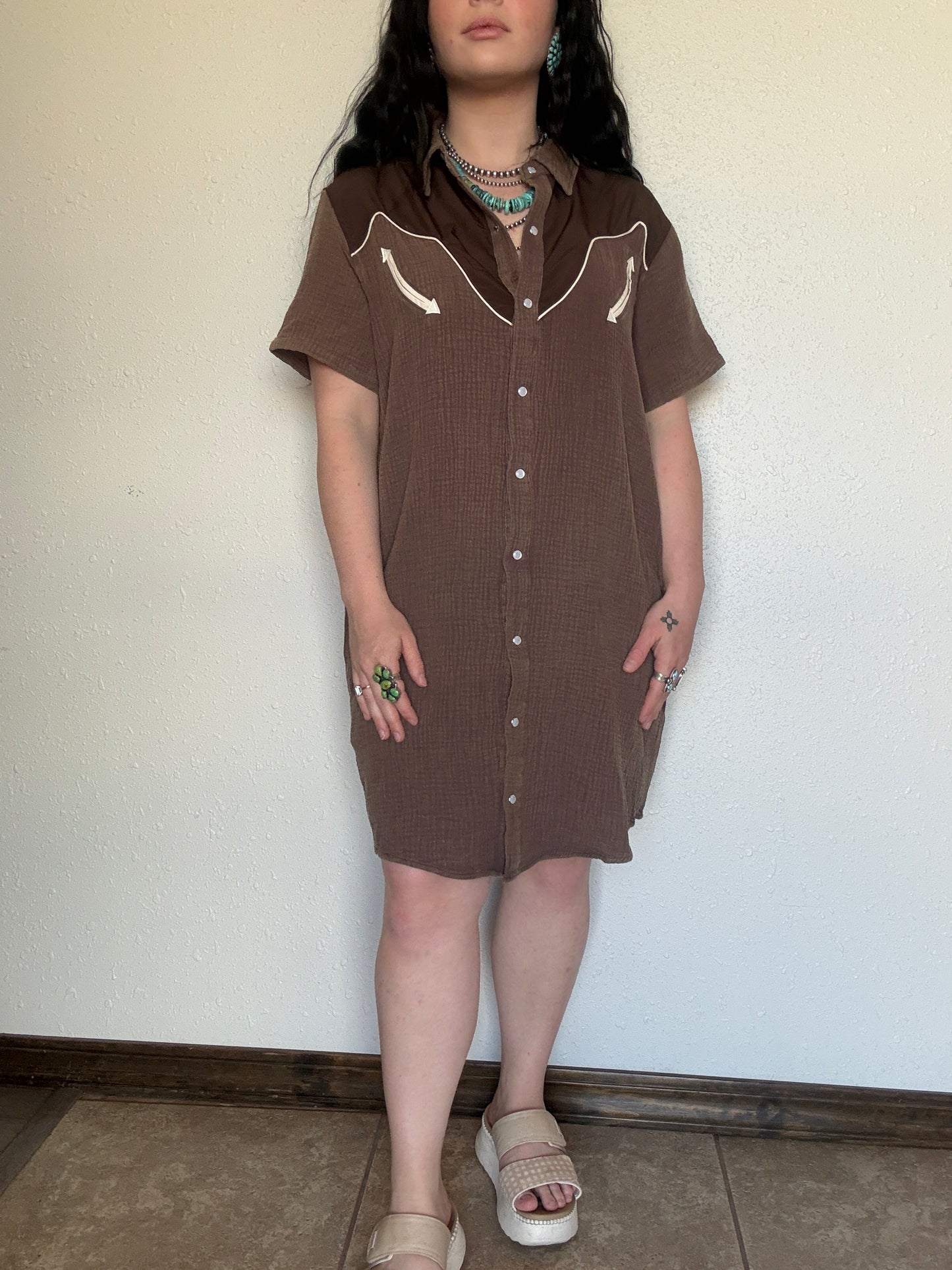 Ranchy Retro Pearl Snap Dress