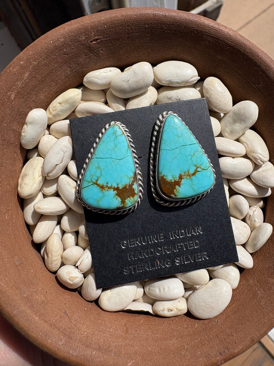 Large Mine 8 Turquoise Studs Native Made Chasity Belone