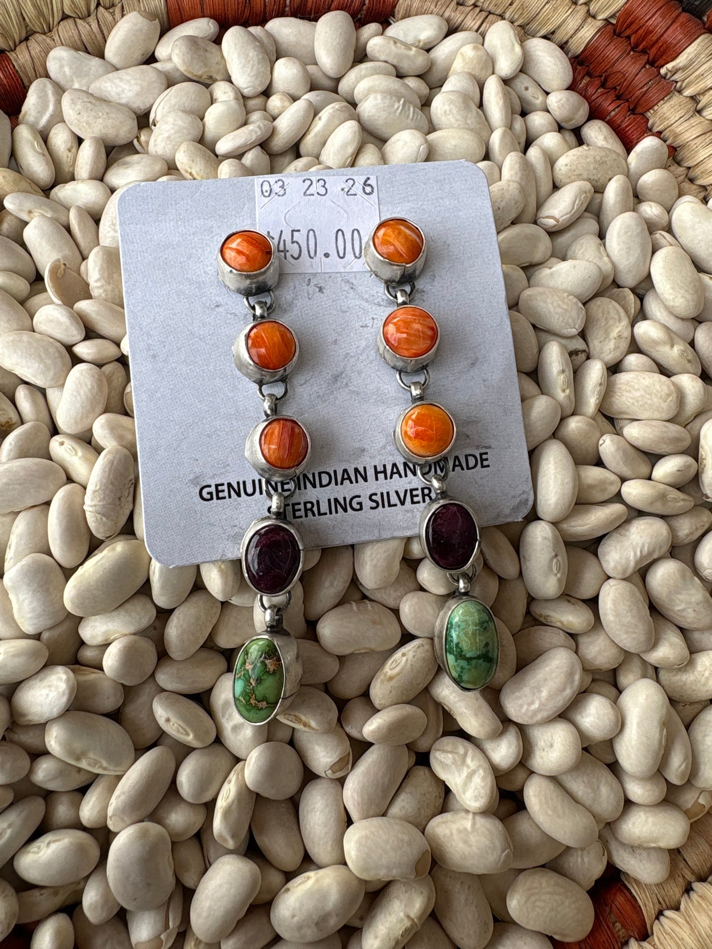 Native Made Multi Stone Dangle Earrings