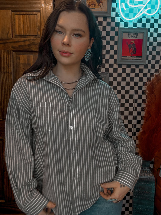 Green Stripe Button Down