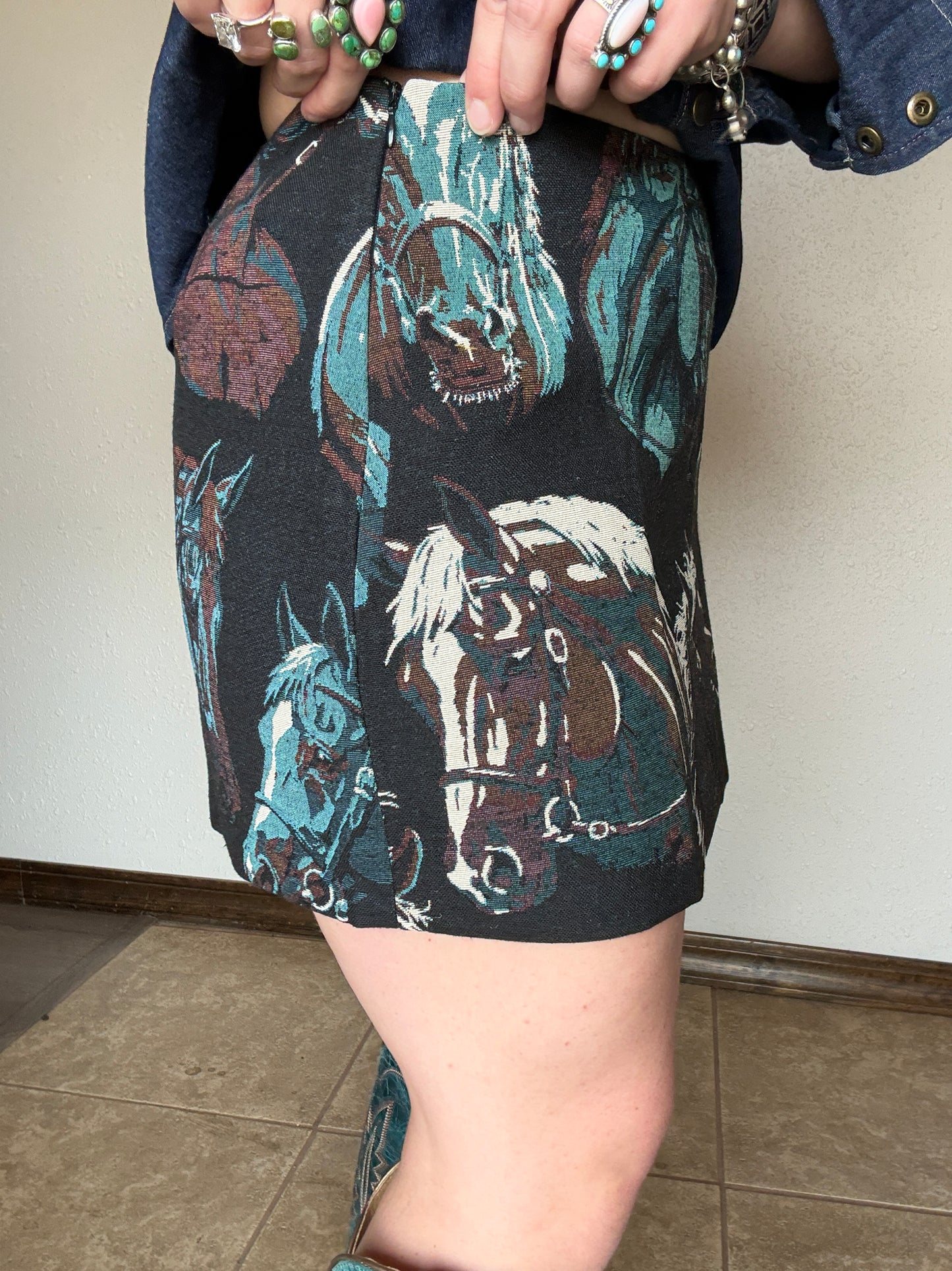 Jacquard Horse Mini Skirt