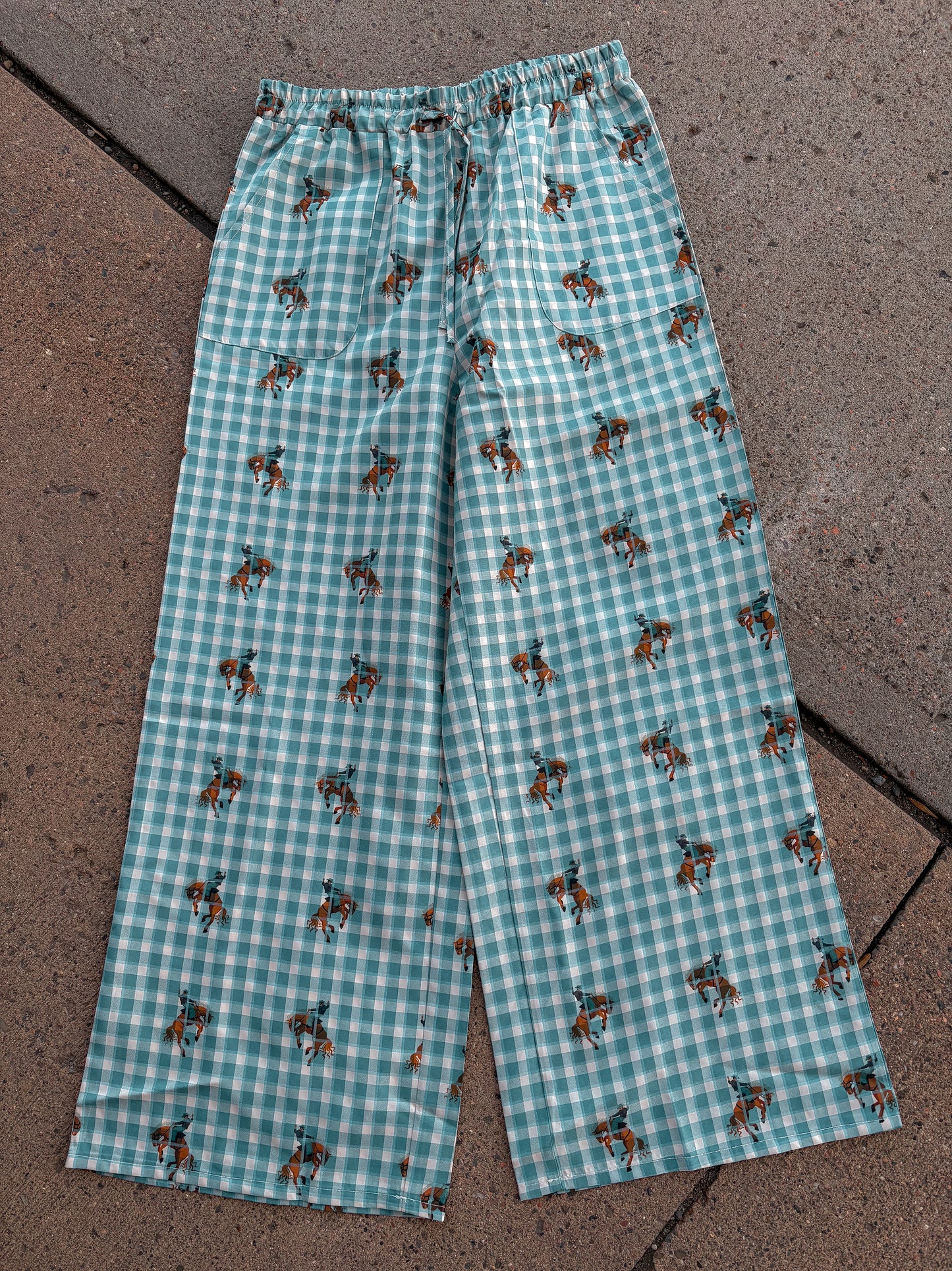 Teal Gingham Pant