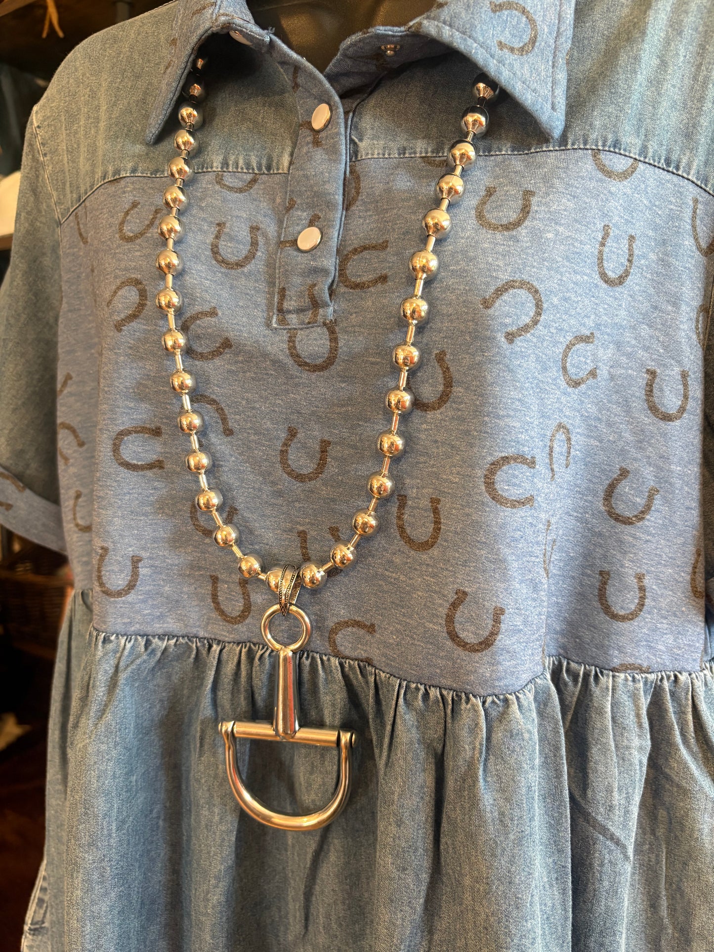 34'' horse bit pendant Necklace