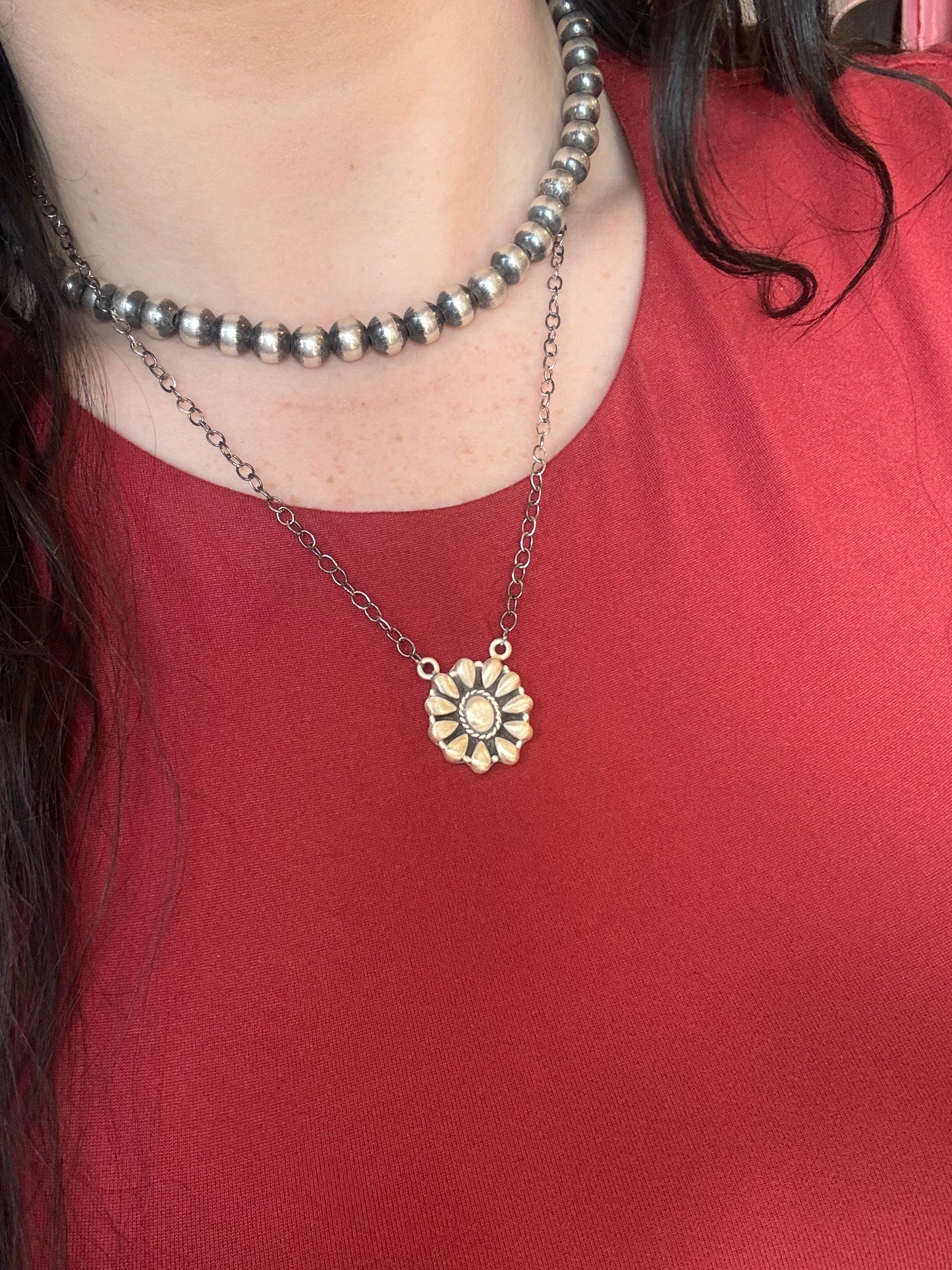 Sterling Silver Concho Necklace
