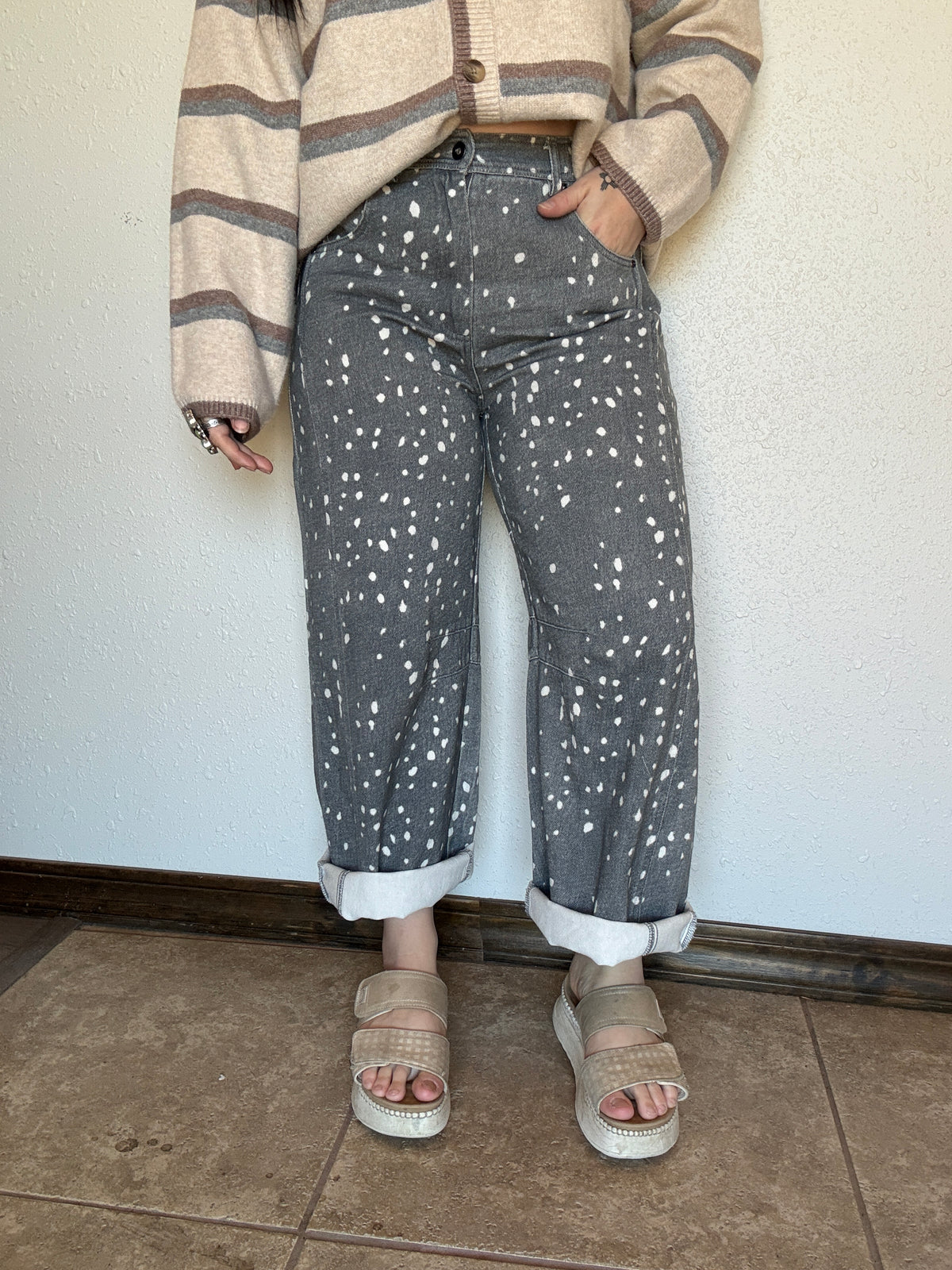 Grey Bambi Barrel Jean
