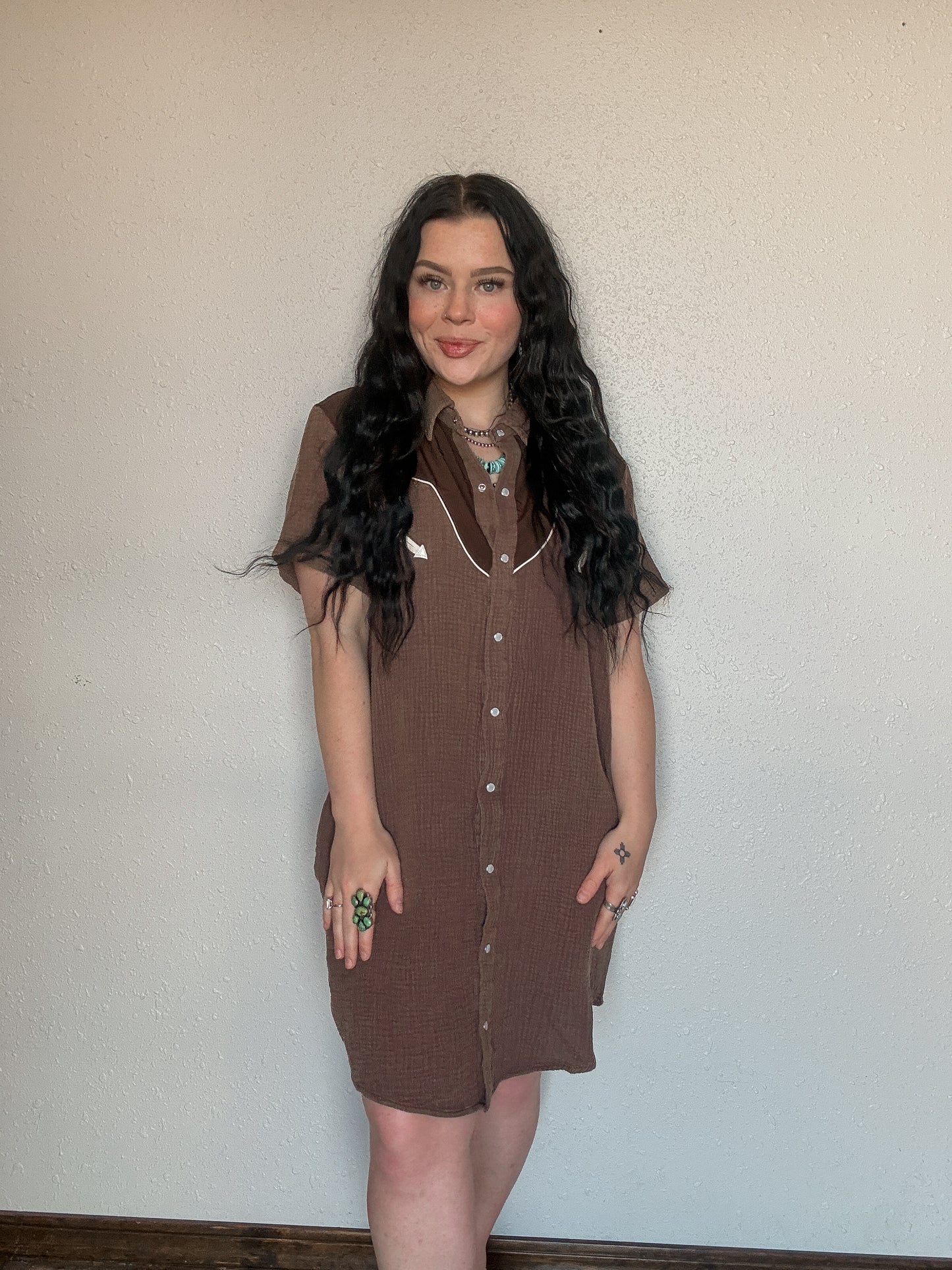 Ranchy Retro Pearl Snap Dress