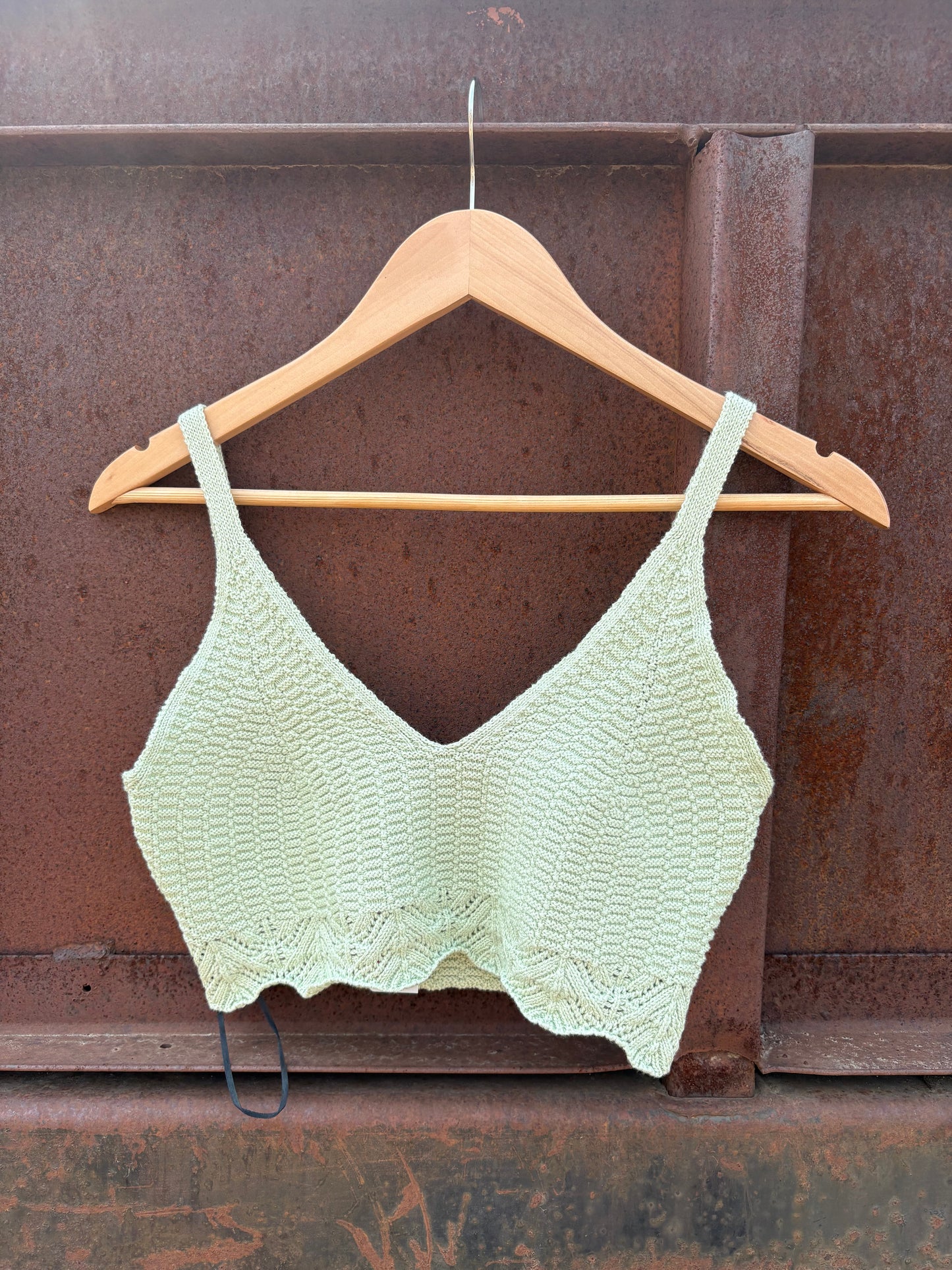 Crochet Knit Bralette: PASTEL GREEN