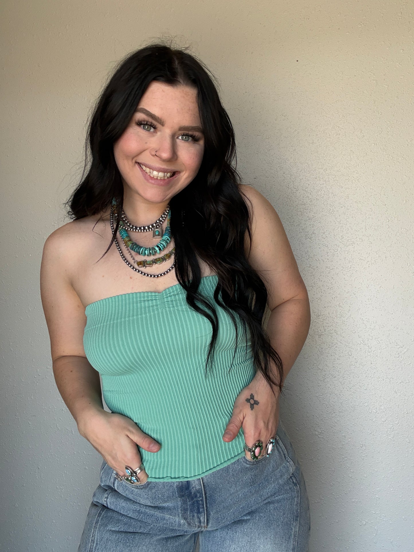Fitted Tube Top *Green Teal