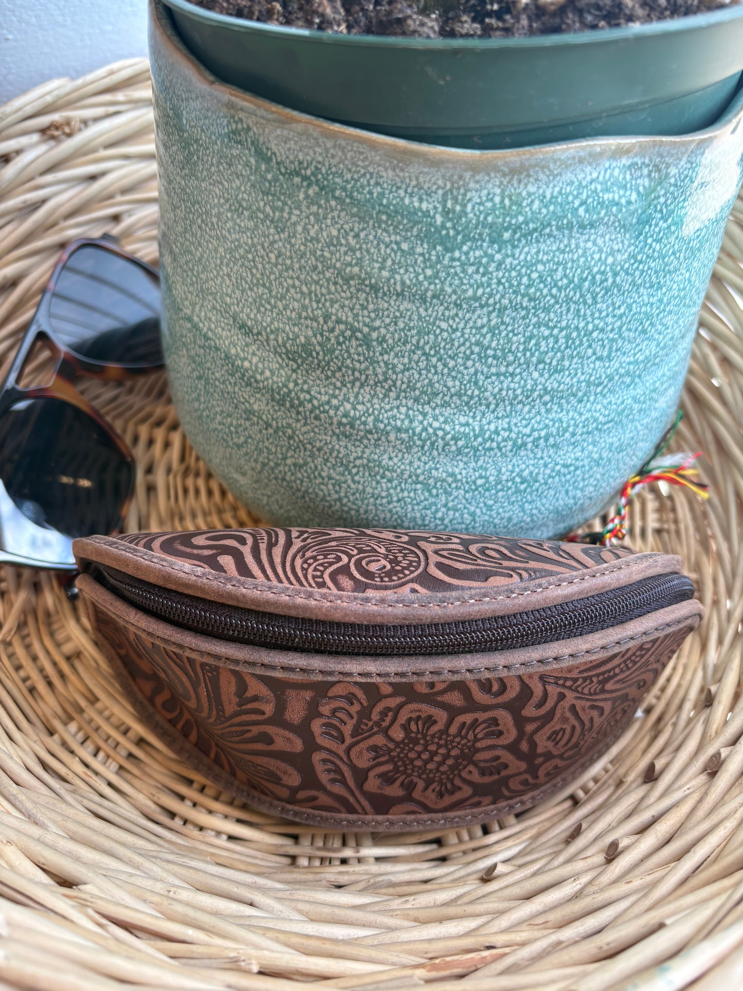Silver Creek Embossed Leather Sunglass Case