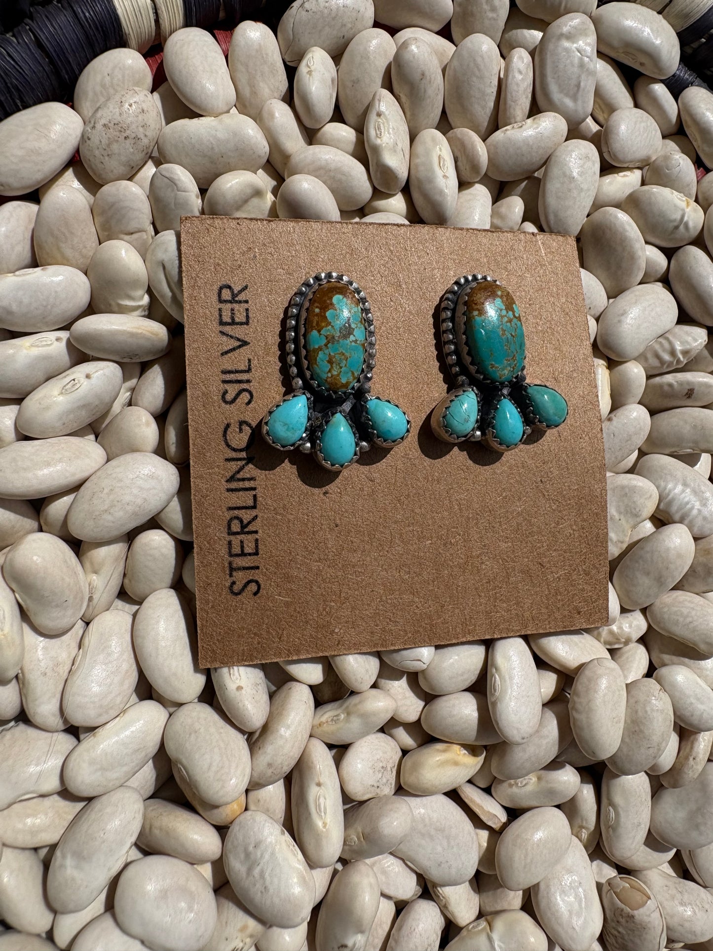 Number 8 Turquoise Blossom Studs