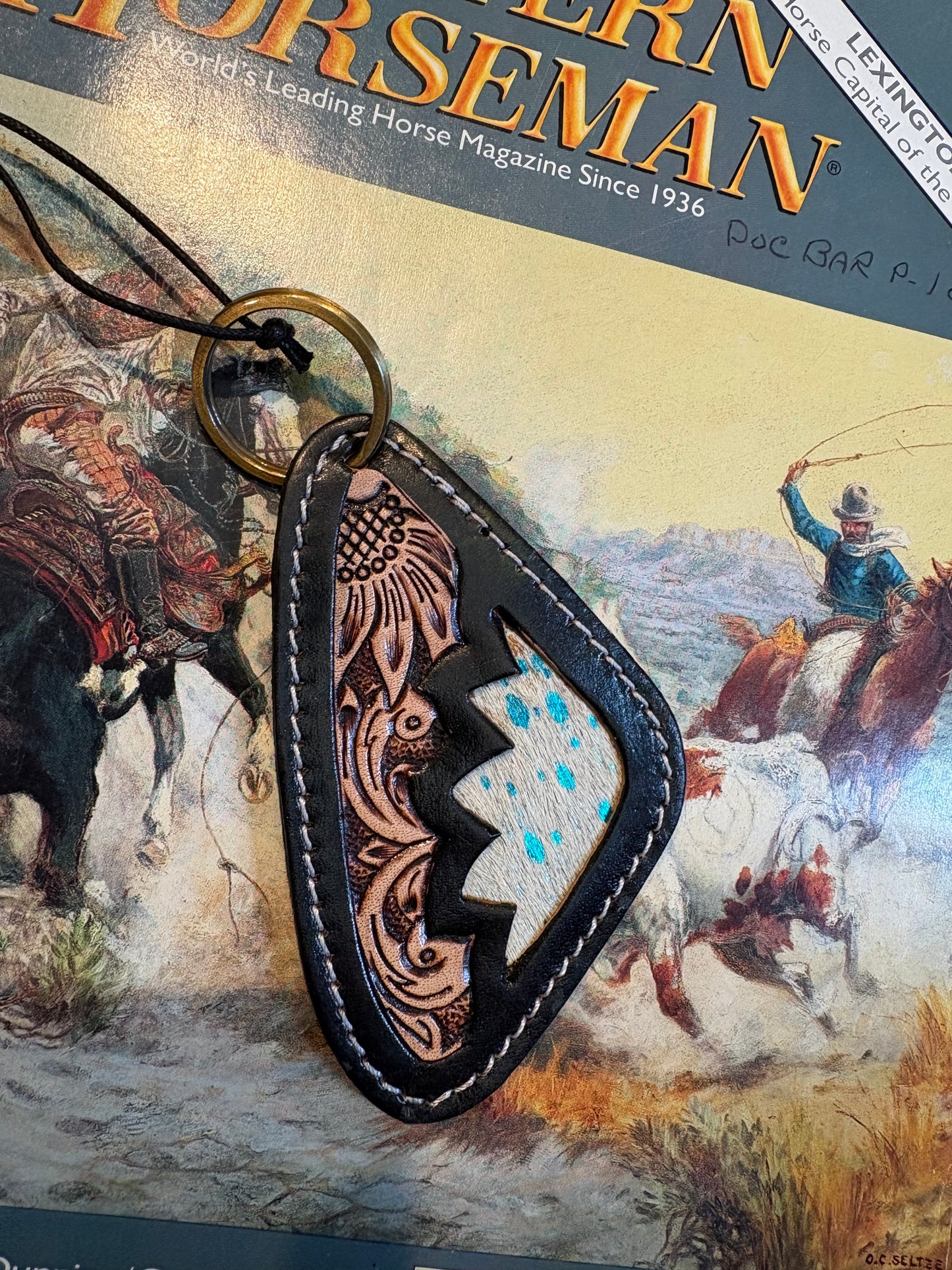 Darlene Peak Hand-tooled Leather Key Fob