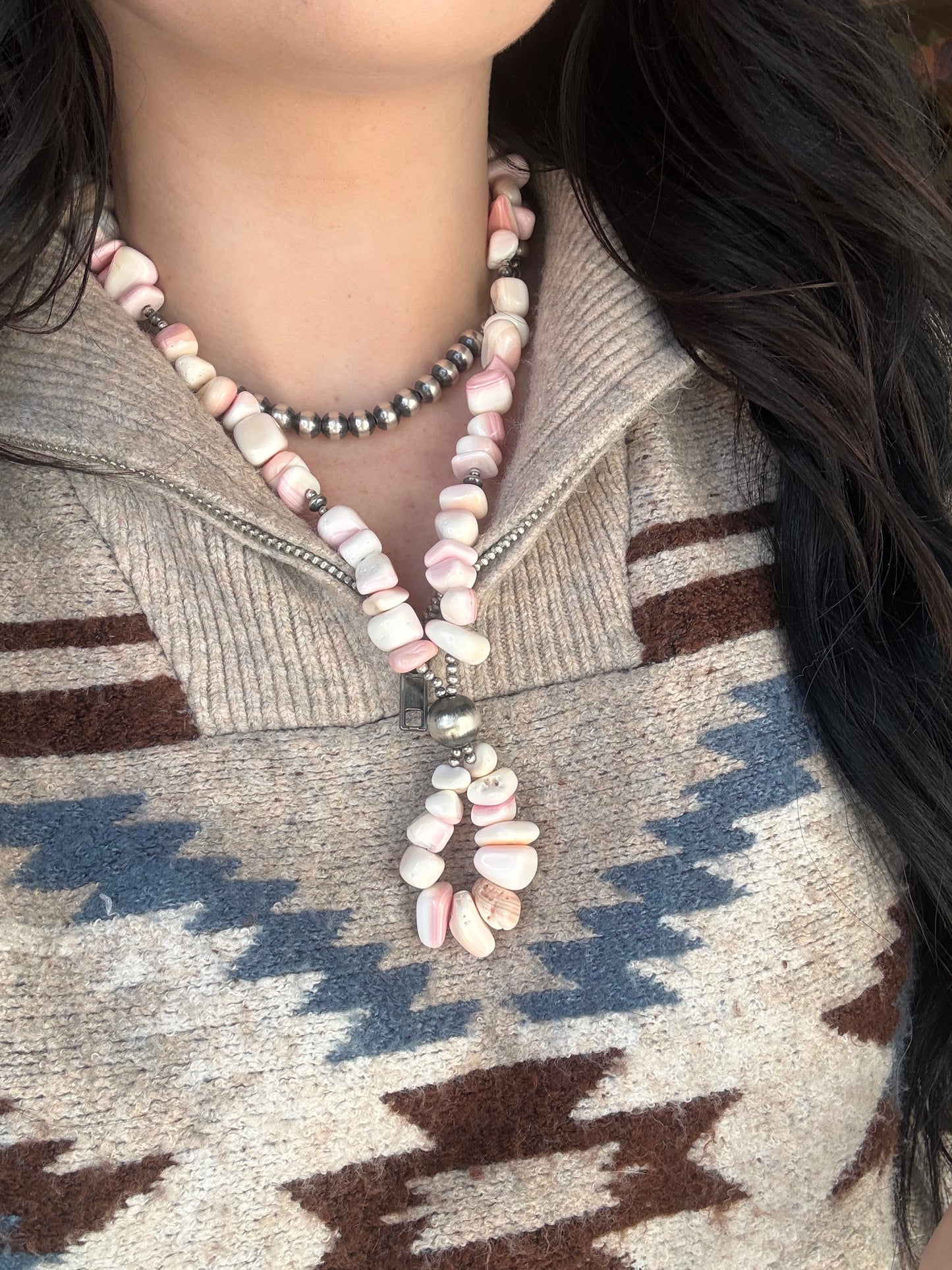 Pink Conch Lariat Necklace
