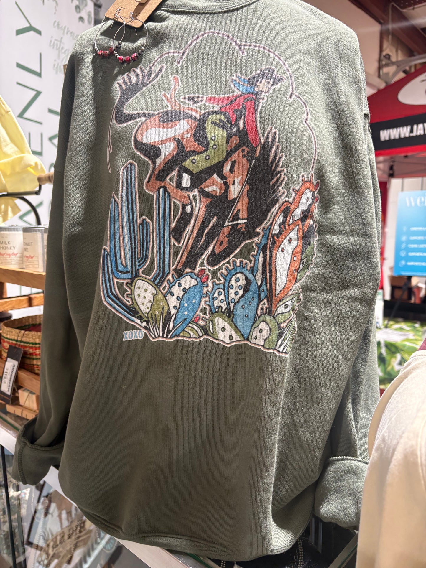Cowboys & Cactus XOXO ART Hand-drawn Crewneck