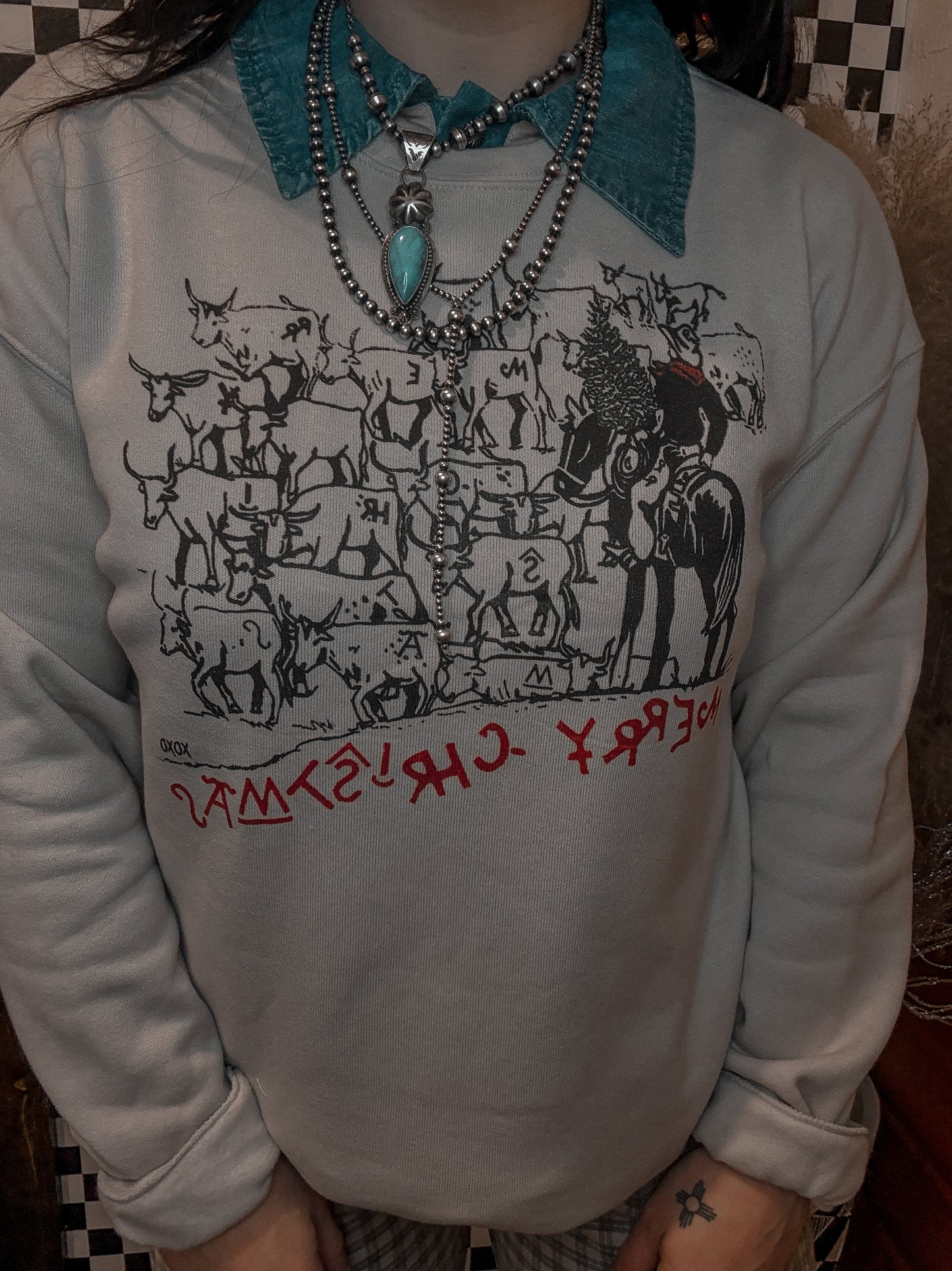 XOXO Art Merry Christmas Long Horn Pullover