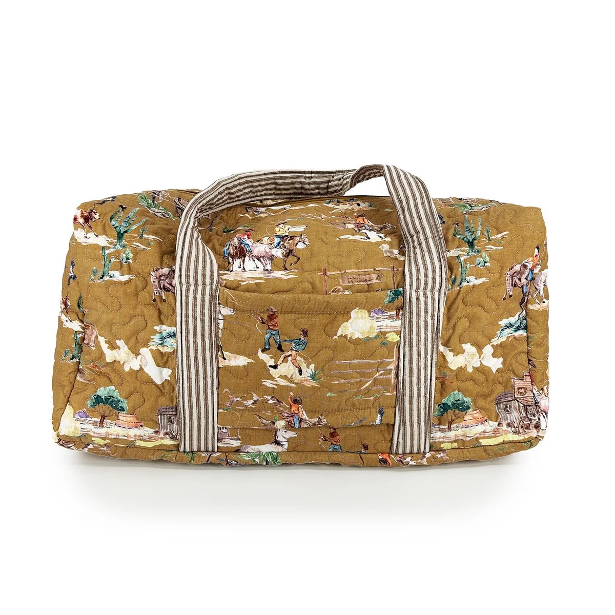 Retro Cowboy Gold Quilted Weekender Duffle Bag