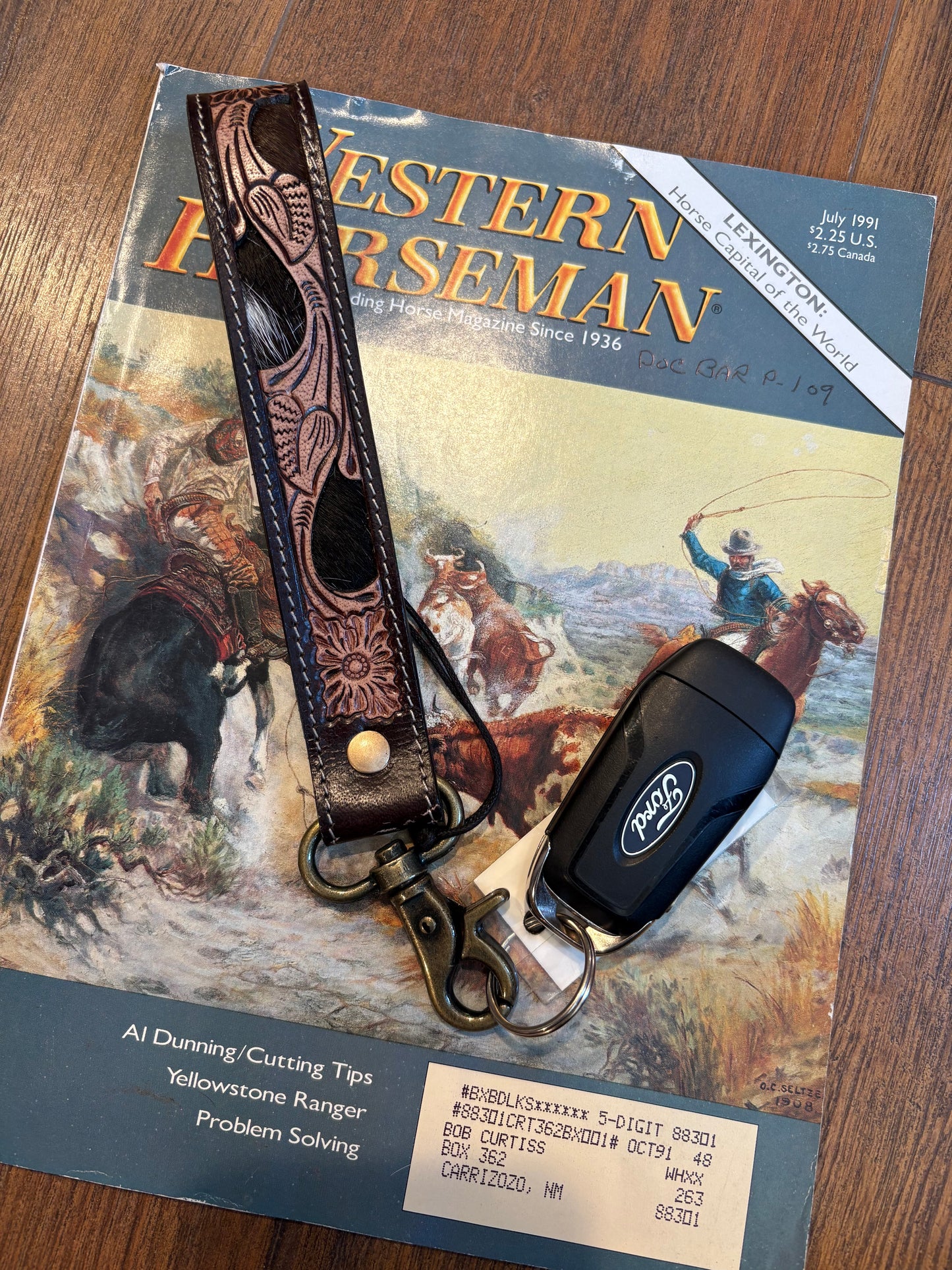 Wildvine Pony Western Handtooled Key Fob
