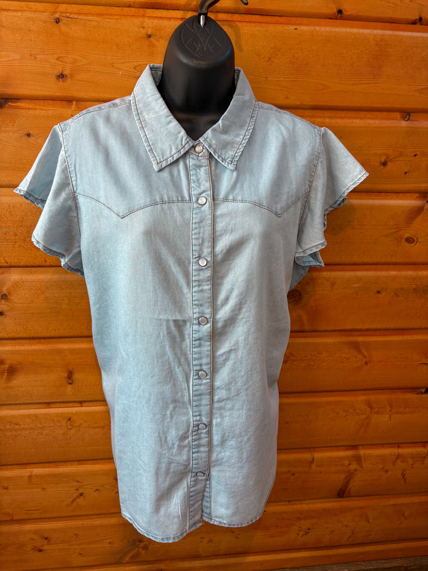 Dainty Denim Pearl Snap