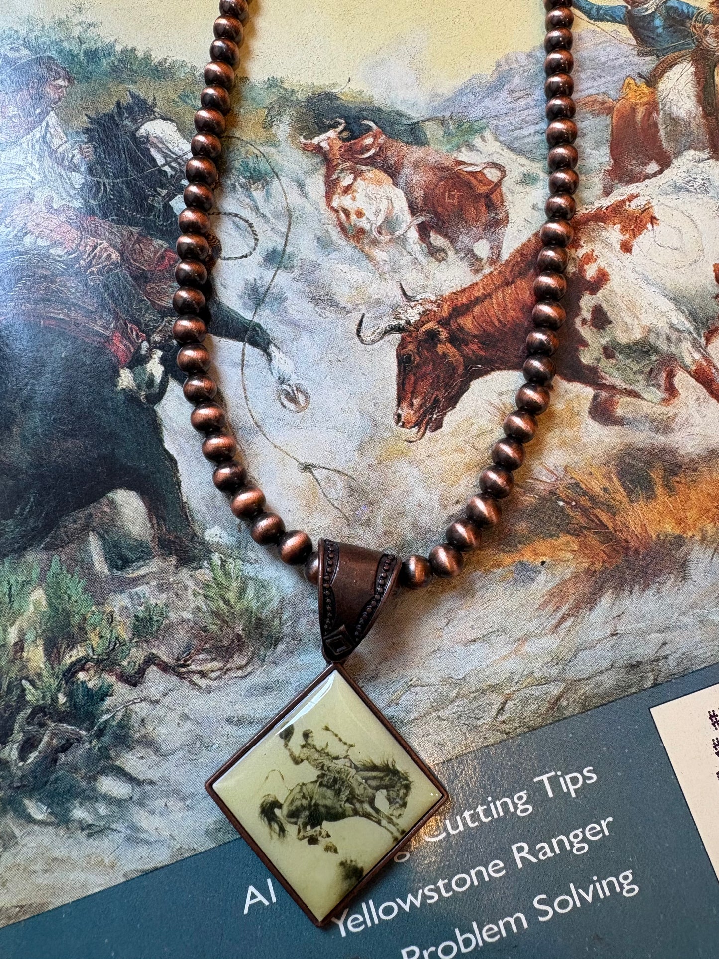 Bronc Pendant & Pearls *Copper