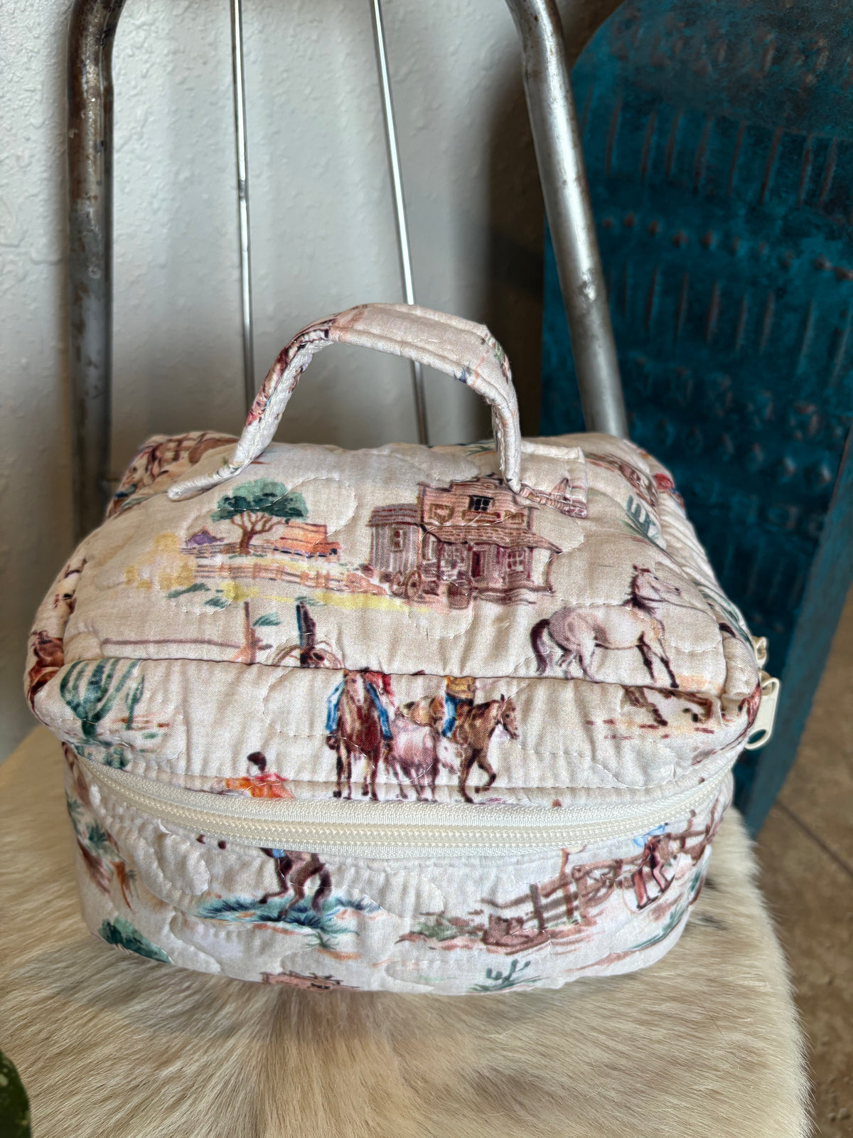 Retro Cowboy Quilted Travel Case