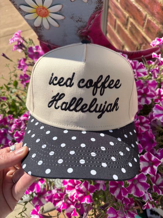 Iced Coffee Polka Dot Embroidered Trucker Hat