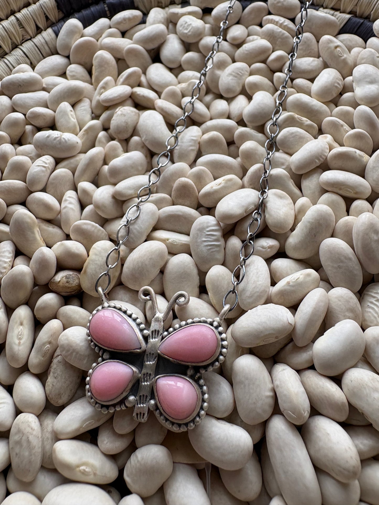 Pink Conch Butterfly Necklace