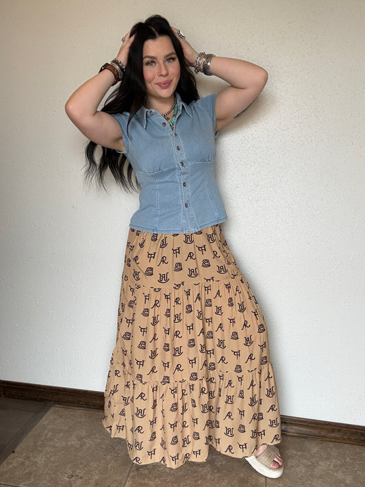 Cattle Brands Maxi Skirt