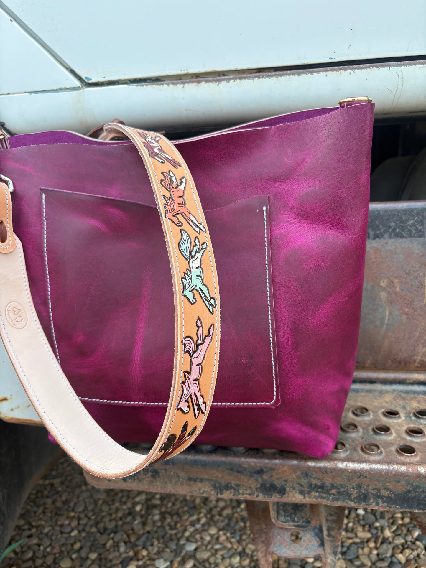 Wild Ponies Tote Bag *Burgundy