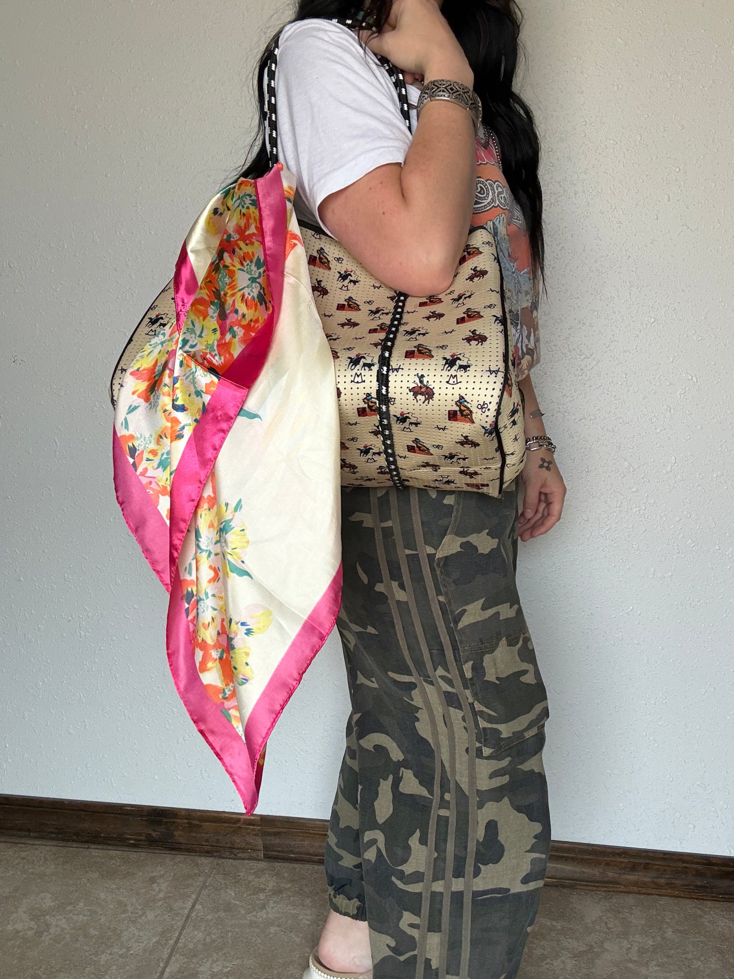 Vintage Cowboy Large Tote Bag