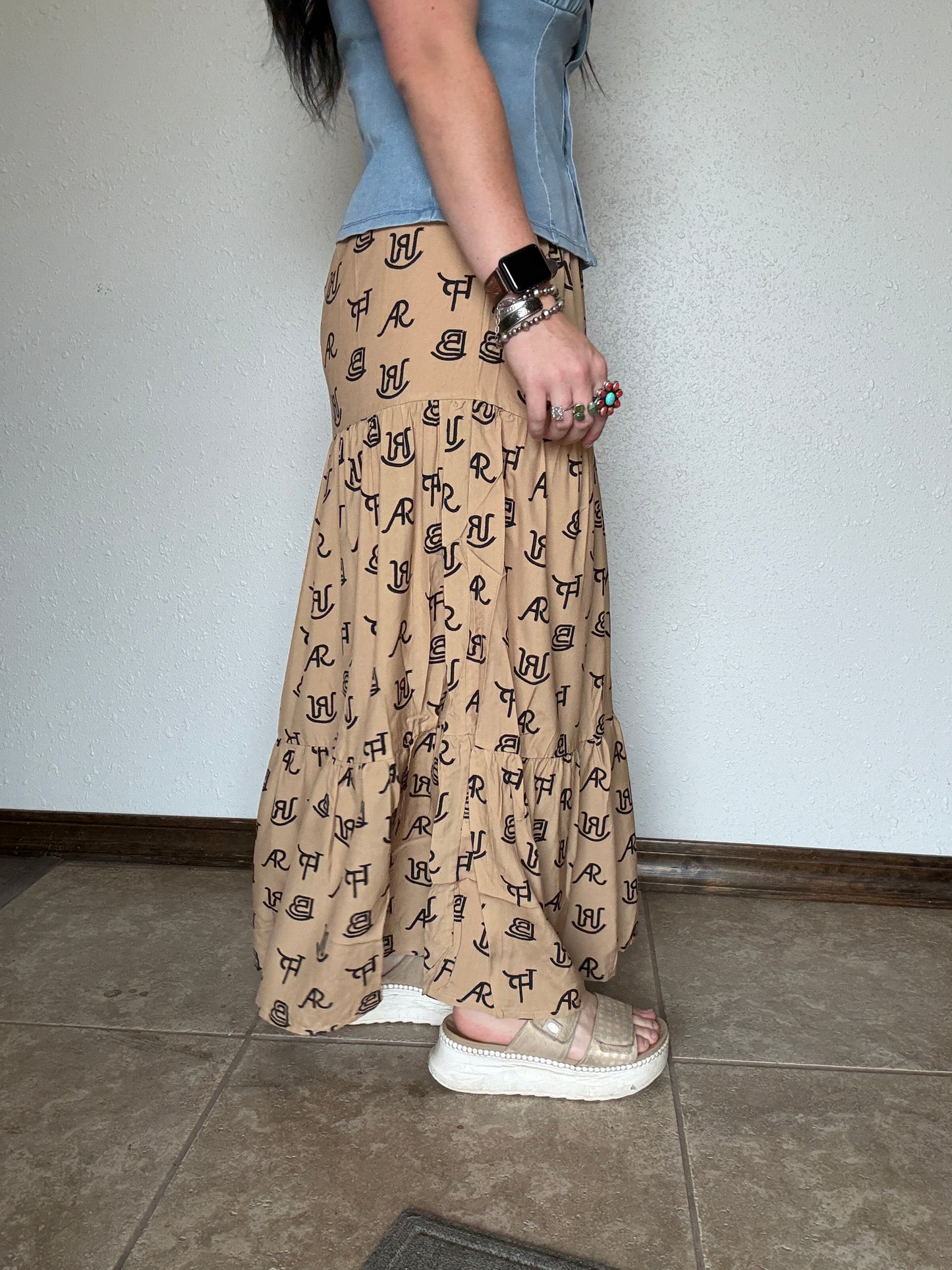 Cattle Brands Maxi Skirt