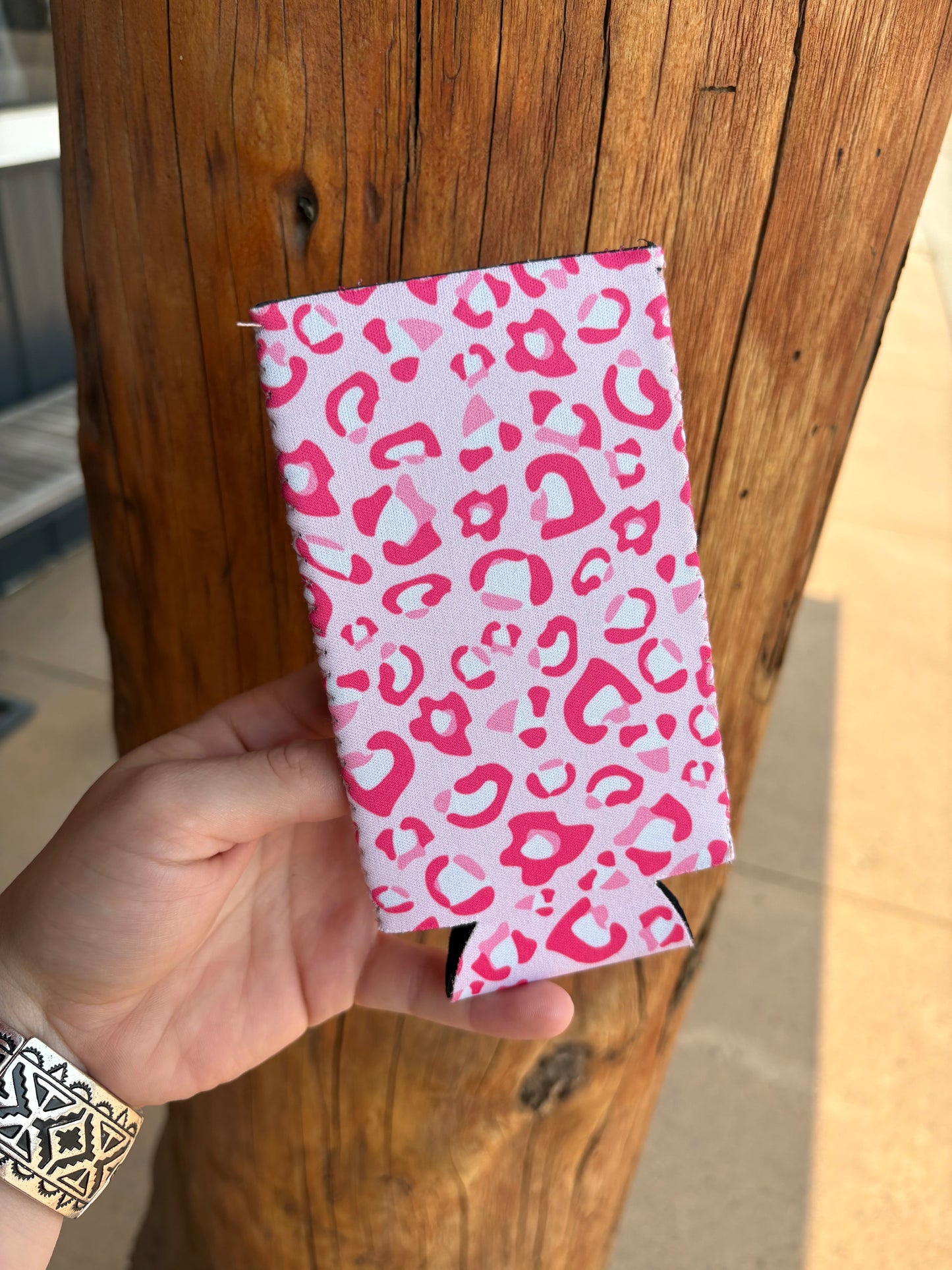Pink Leopard Tall Coozie