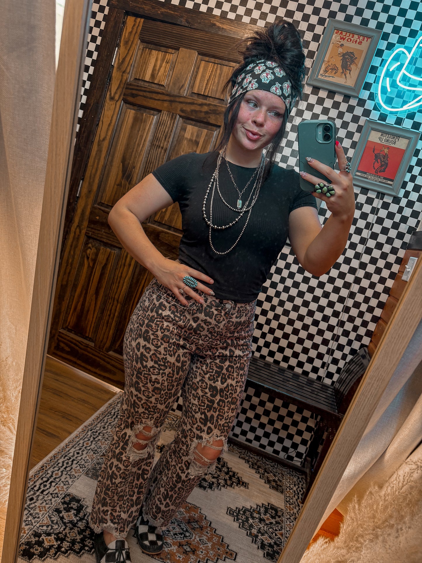 Distressed Leopard Pants