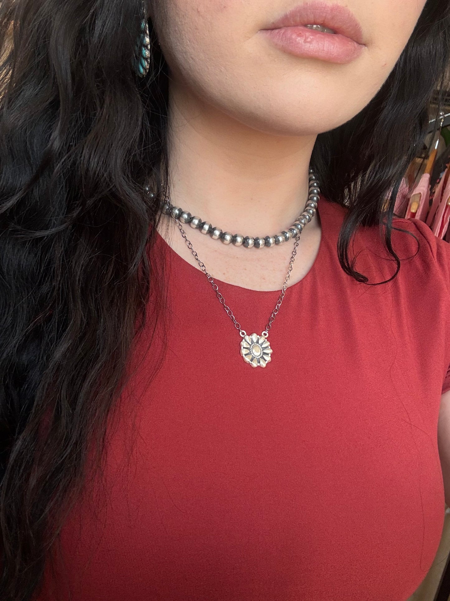 Sterling Silver Concho Necklace
