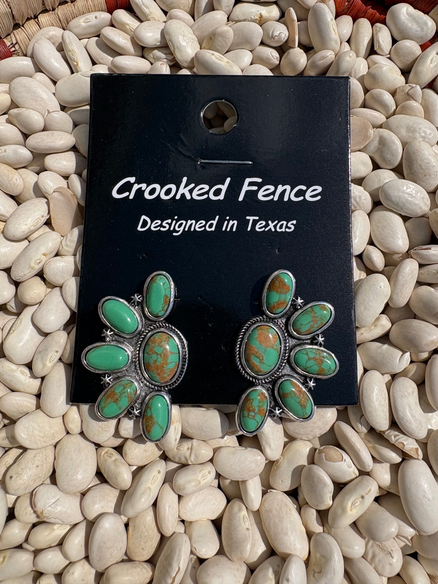 Half Cluster Turquoise Studs *Green