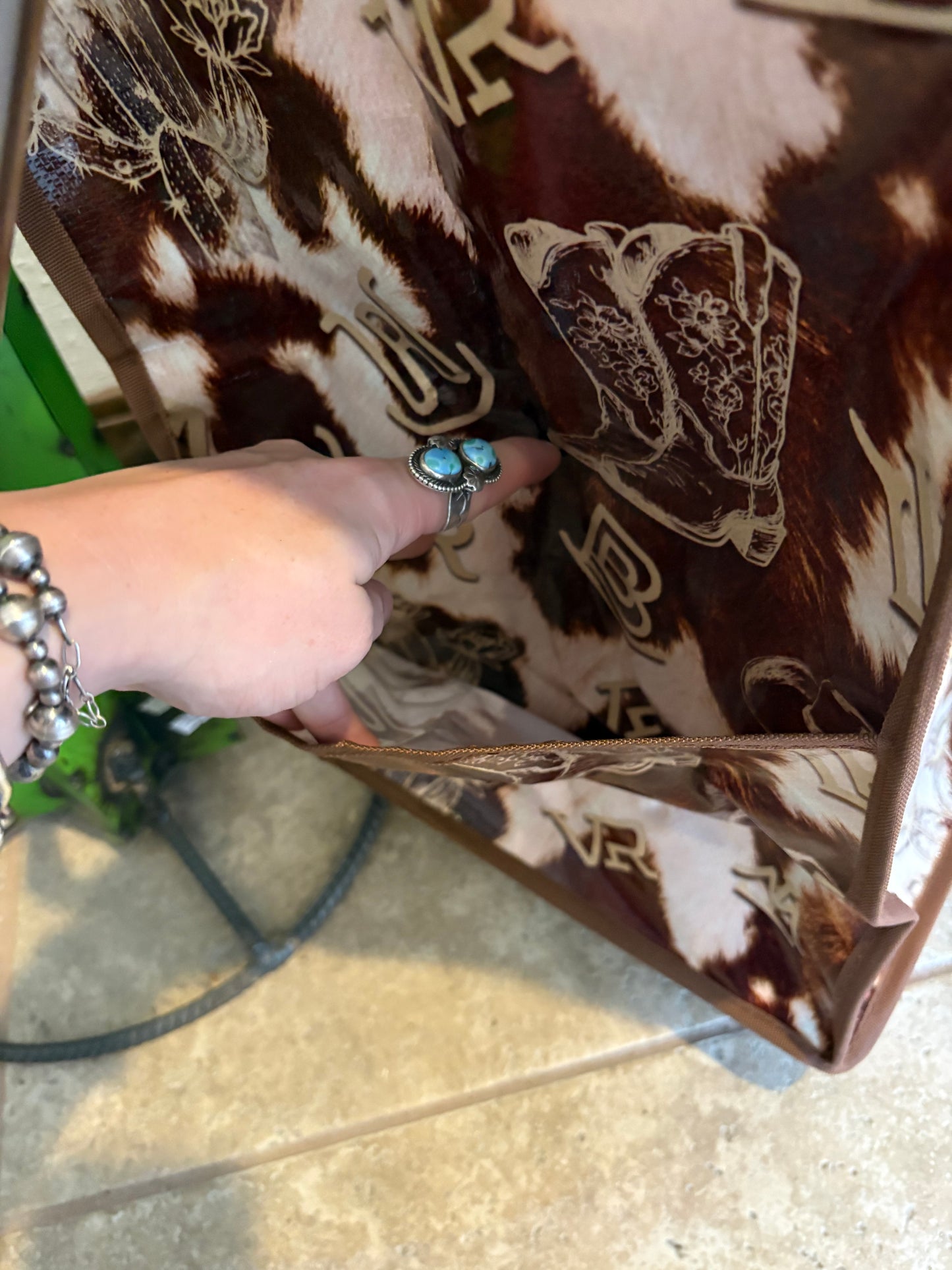 Medium Cowhide Print Rolling Bag