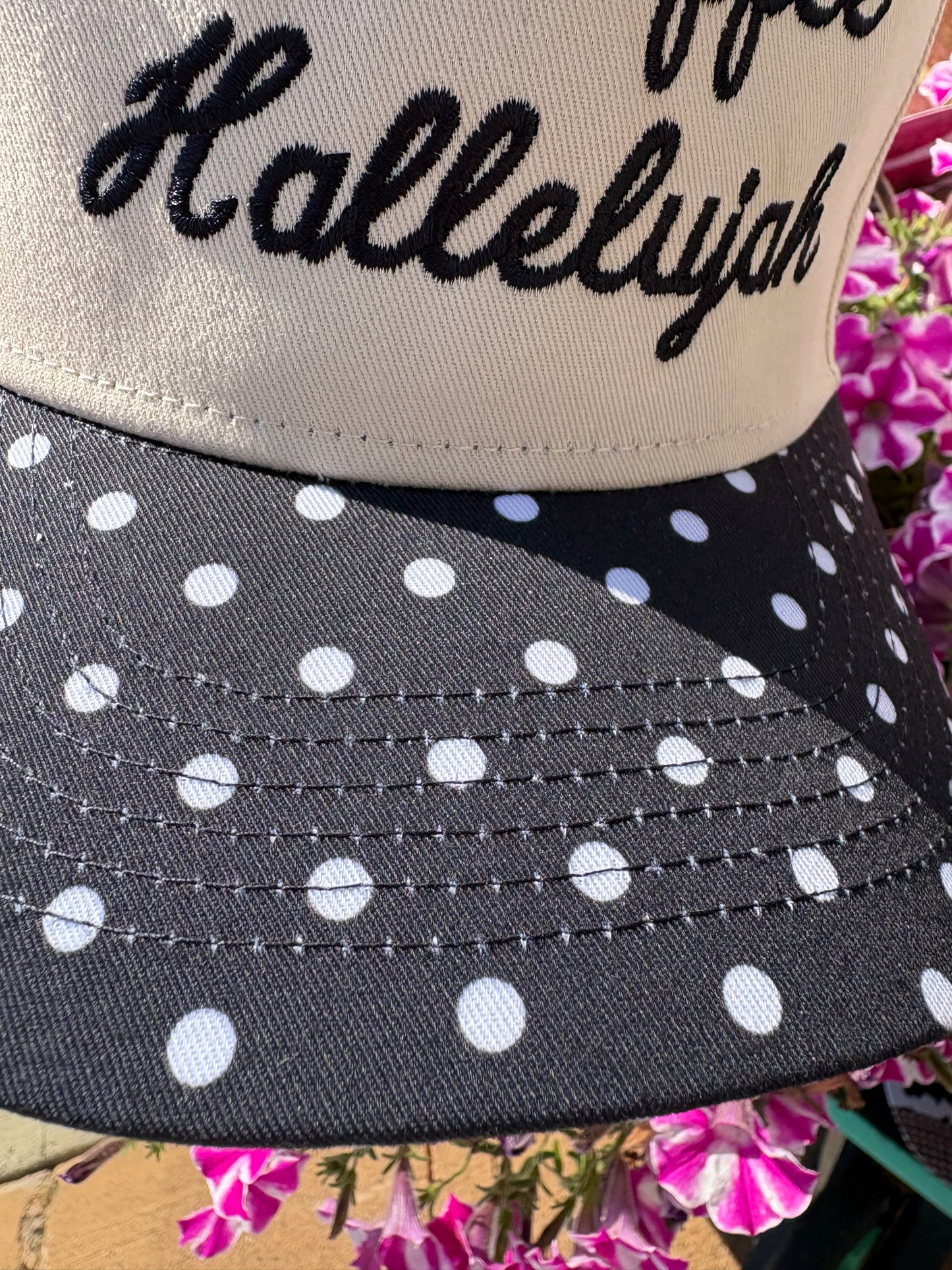 Iced Coffee Polka Dot Embroidered Trucker Hat