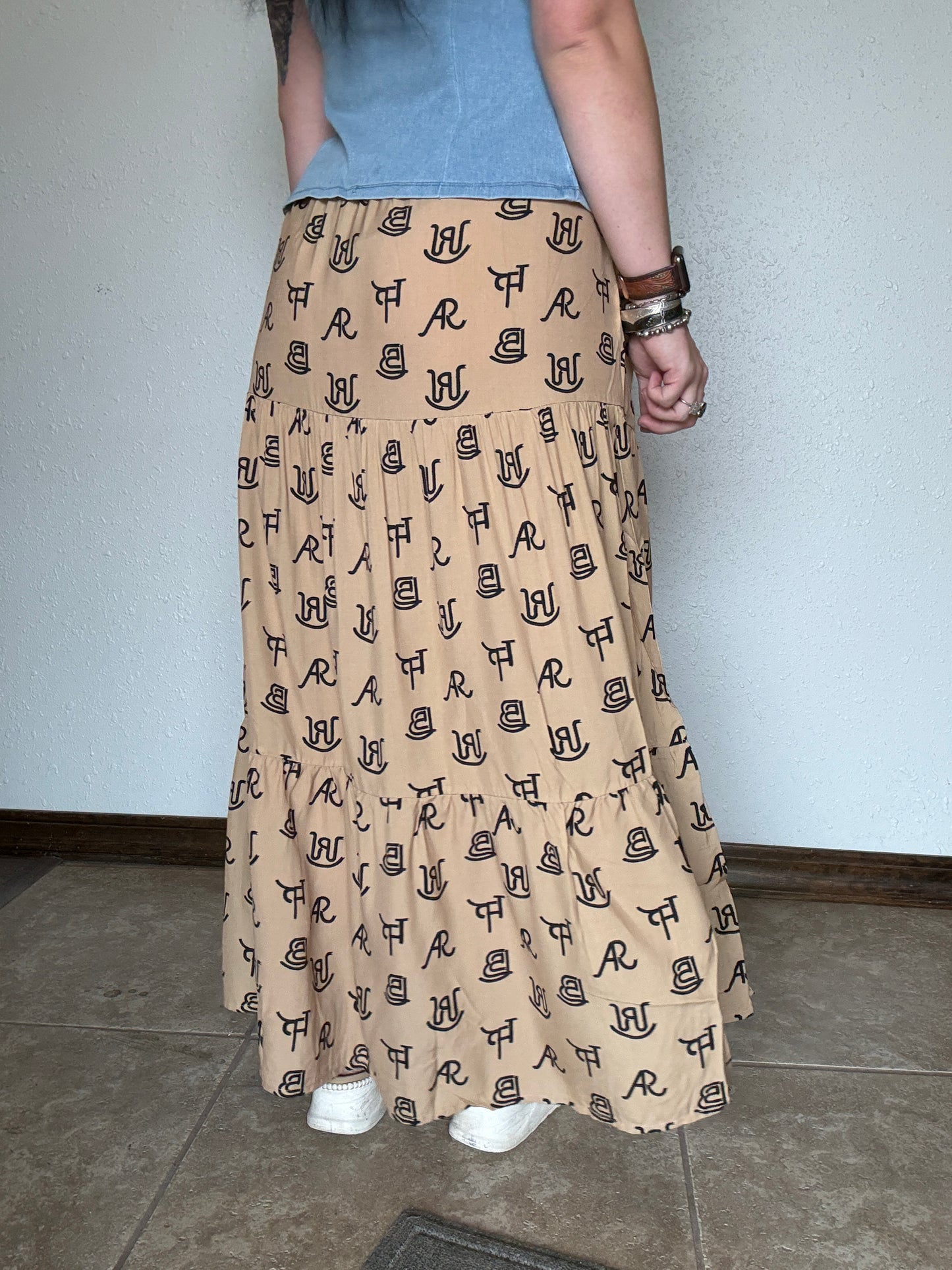 Cattle Brands Maxi Skirt