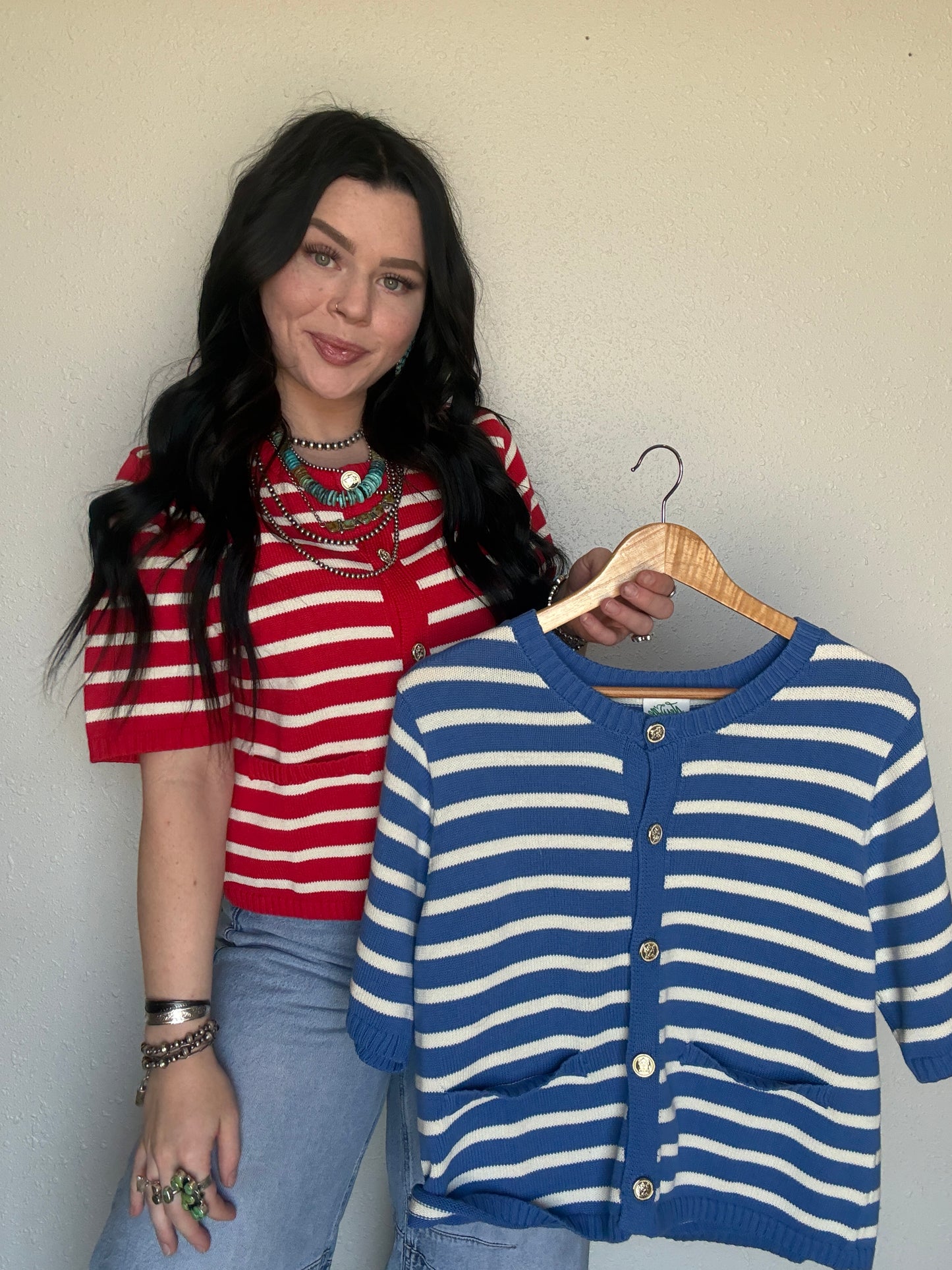 Americana Breeze Knit Top *Red