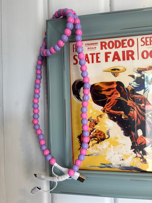 Pink & Purple 4-in-1 Beaded Charging Cable