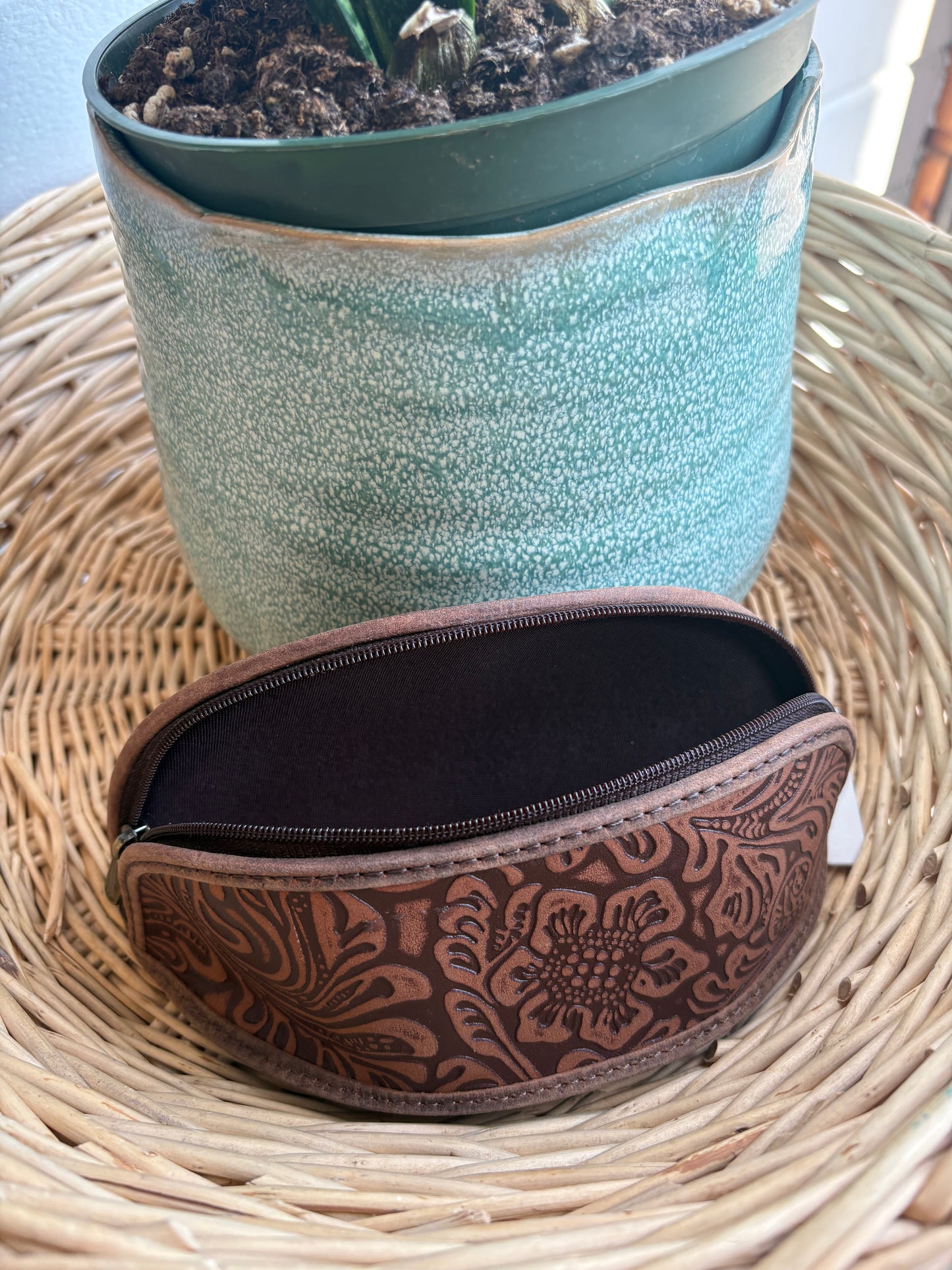 Silver Creek Embossed Leather Sunglass Case