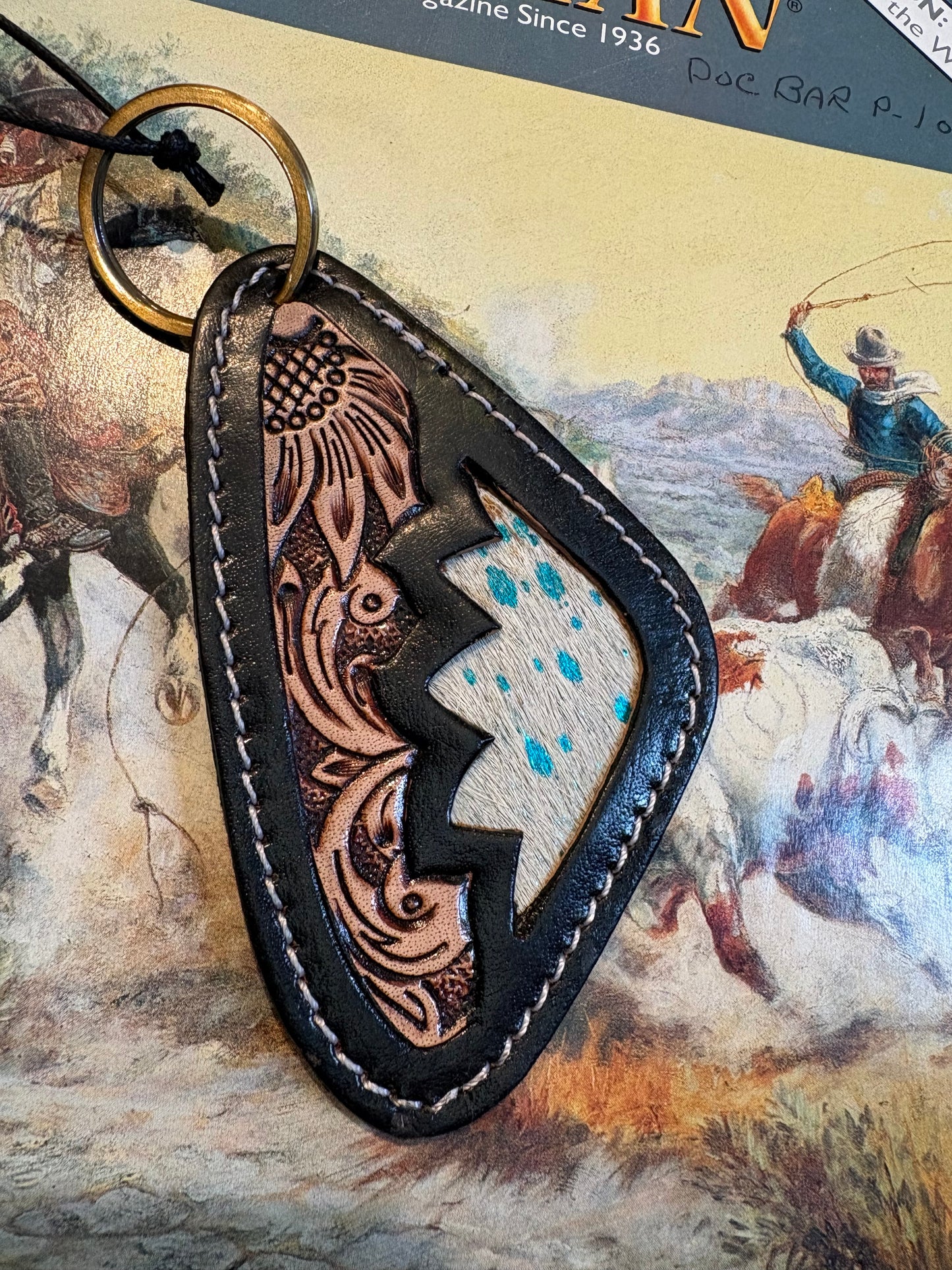 Darlene Peak Hand-tooled Leather Key Fob