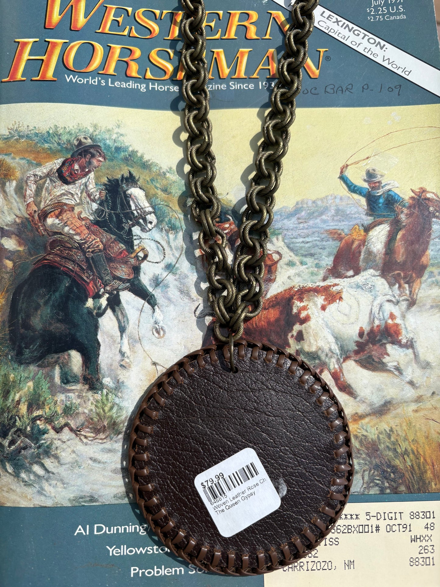 Handmade Leather Rose Necklace
