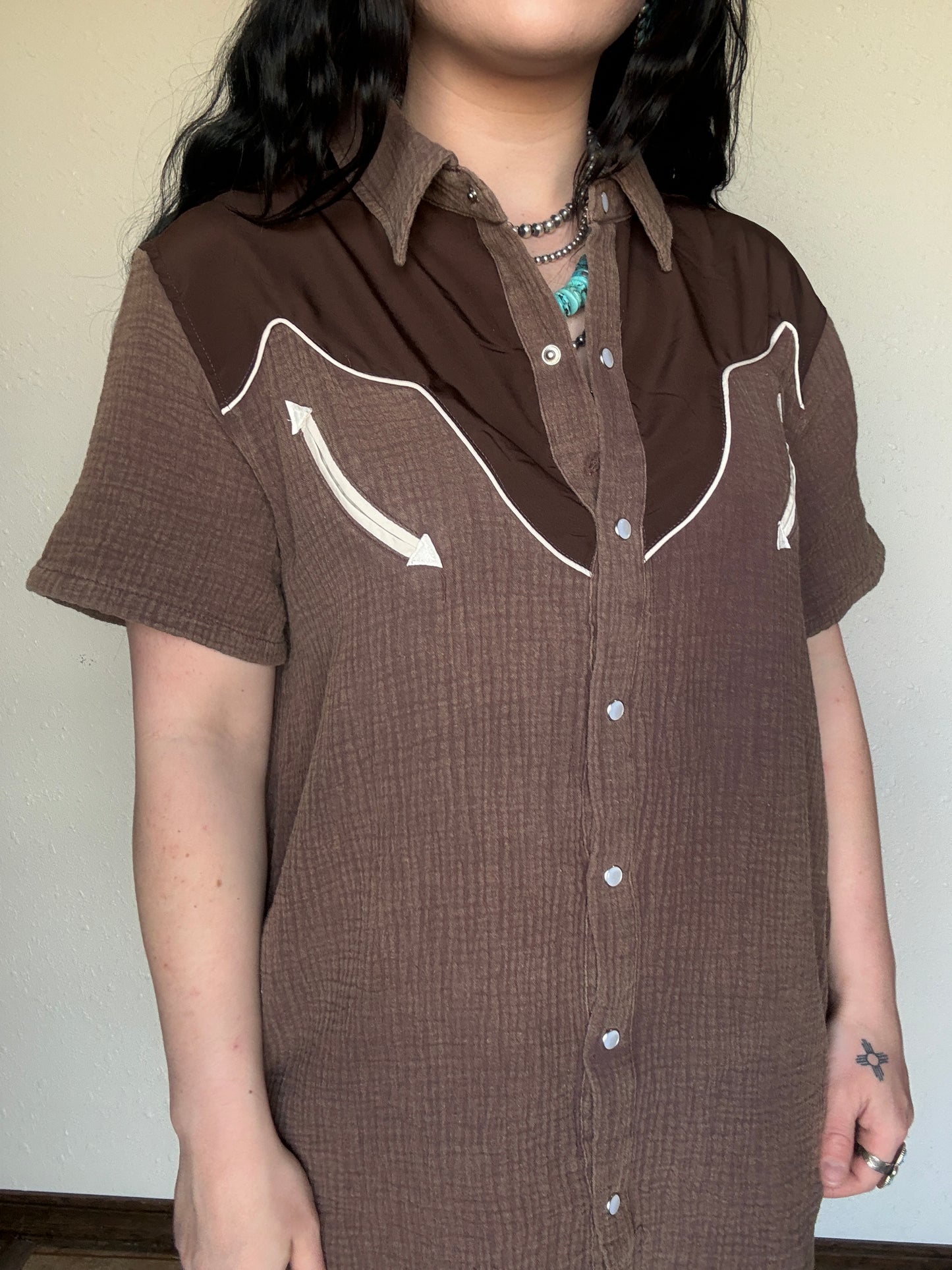 Ranchy Retro Pearl Snap Dress