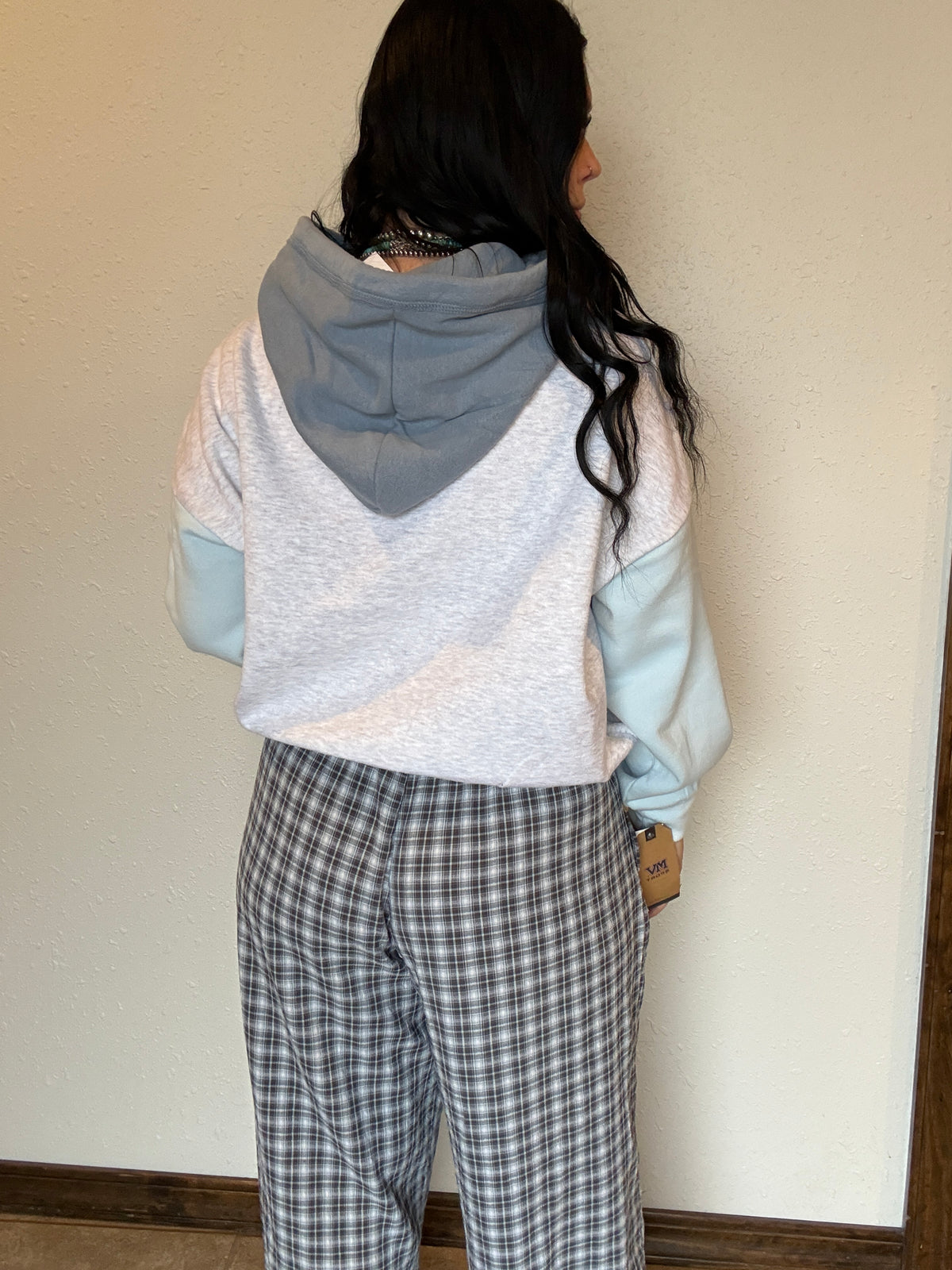 Tricolor Cropped Saddle Hoodie