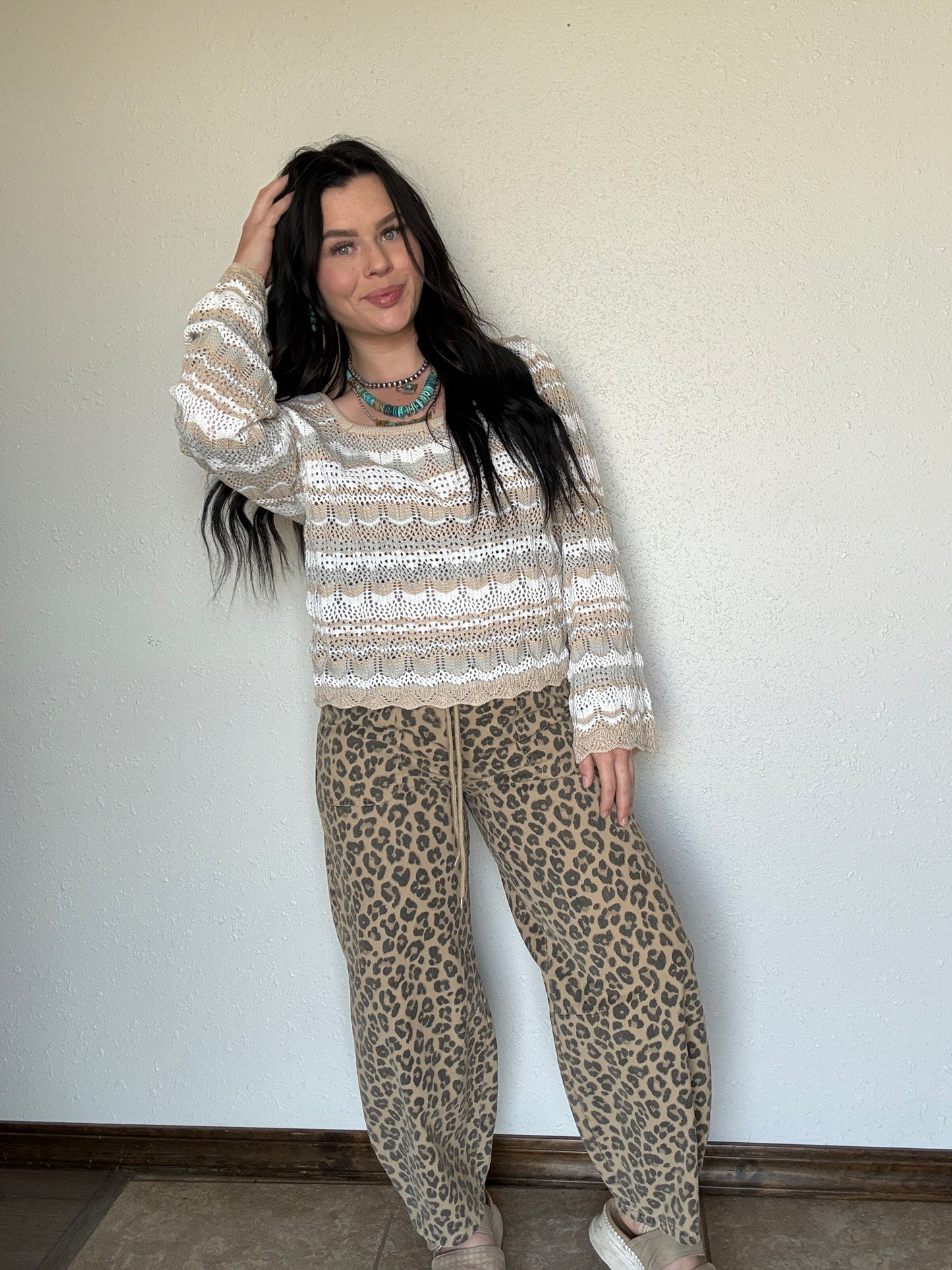 The Lucy Leopard Barrel Jean