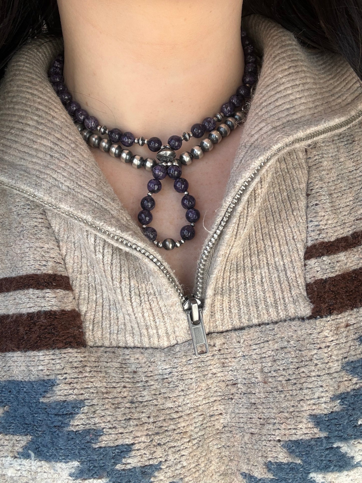 Charoite Lariat Necklace
